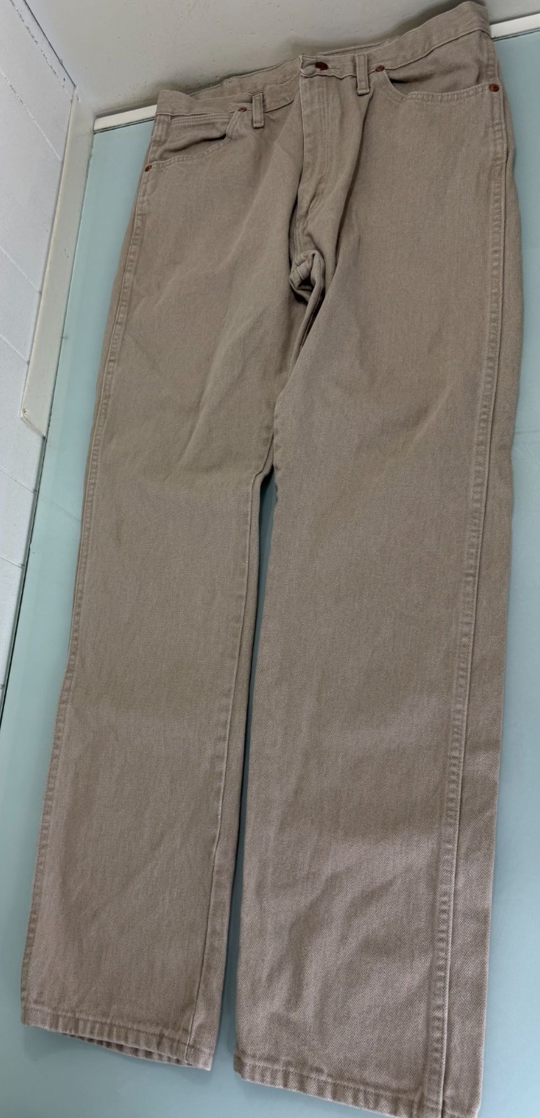 Wrangler Cowboy Cut Jeans Mens 35X36 Tan Beige Regular Fit Western 1013MWZTN