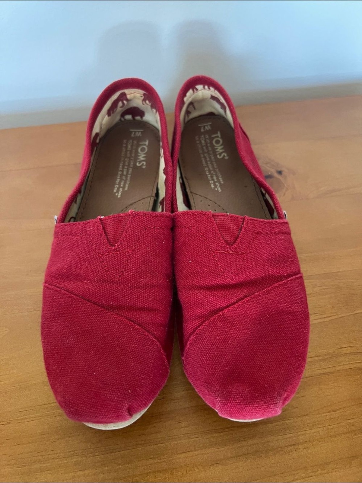 Toms Red Canvas Slip-On Moccasins