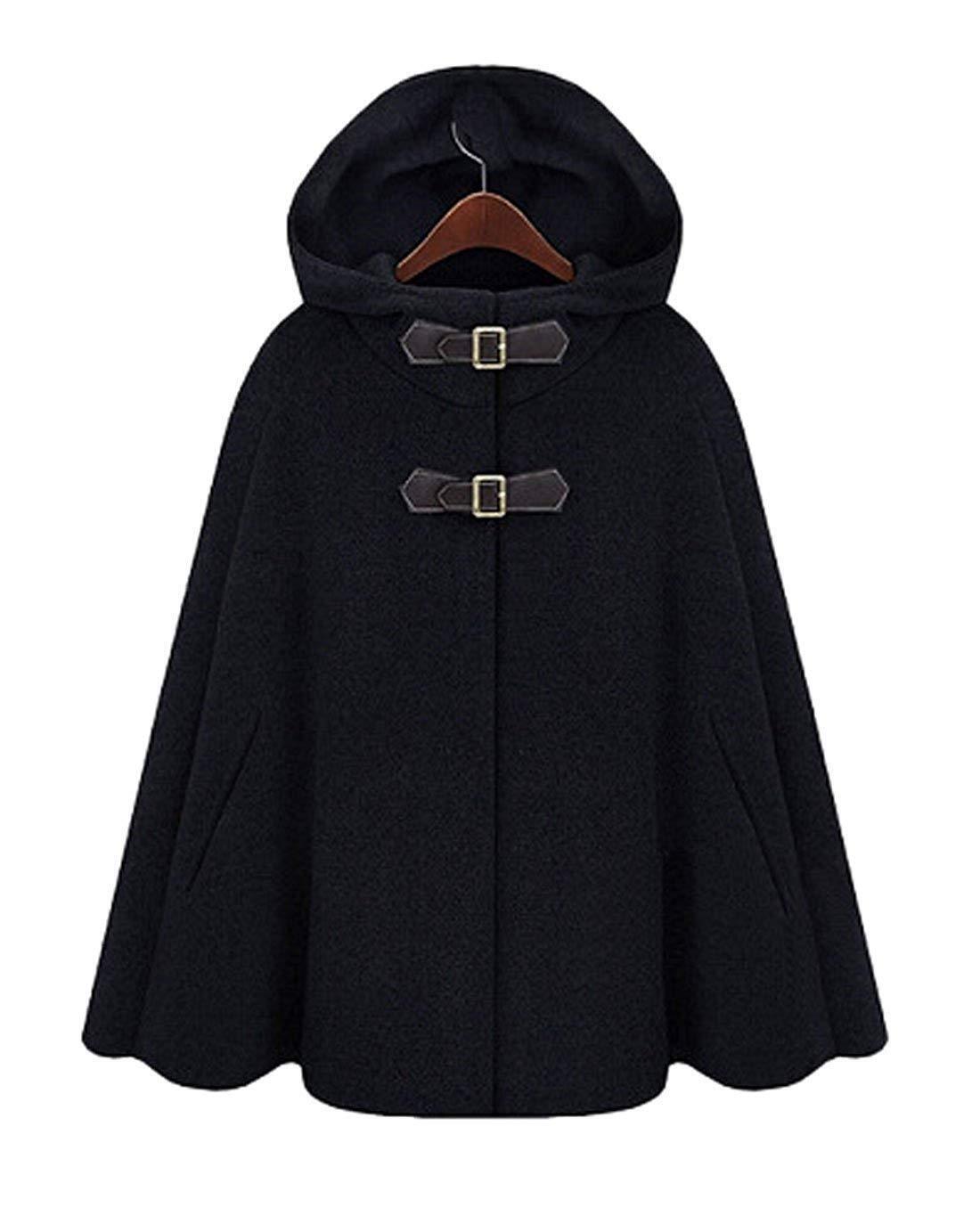 Womens Cute Batwing-Sleeve Hooded Baggy Poncho Cape Cardigans Outwear w Armholes