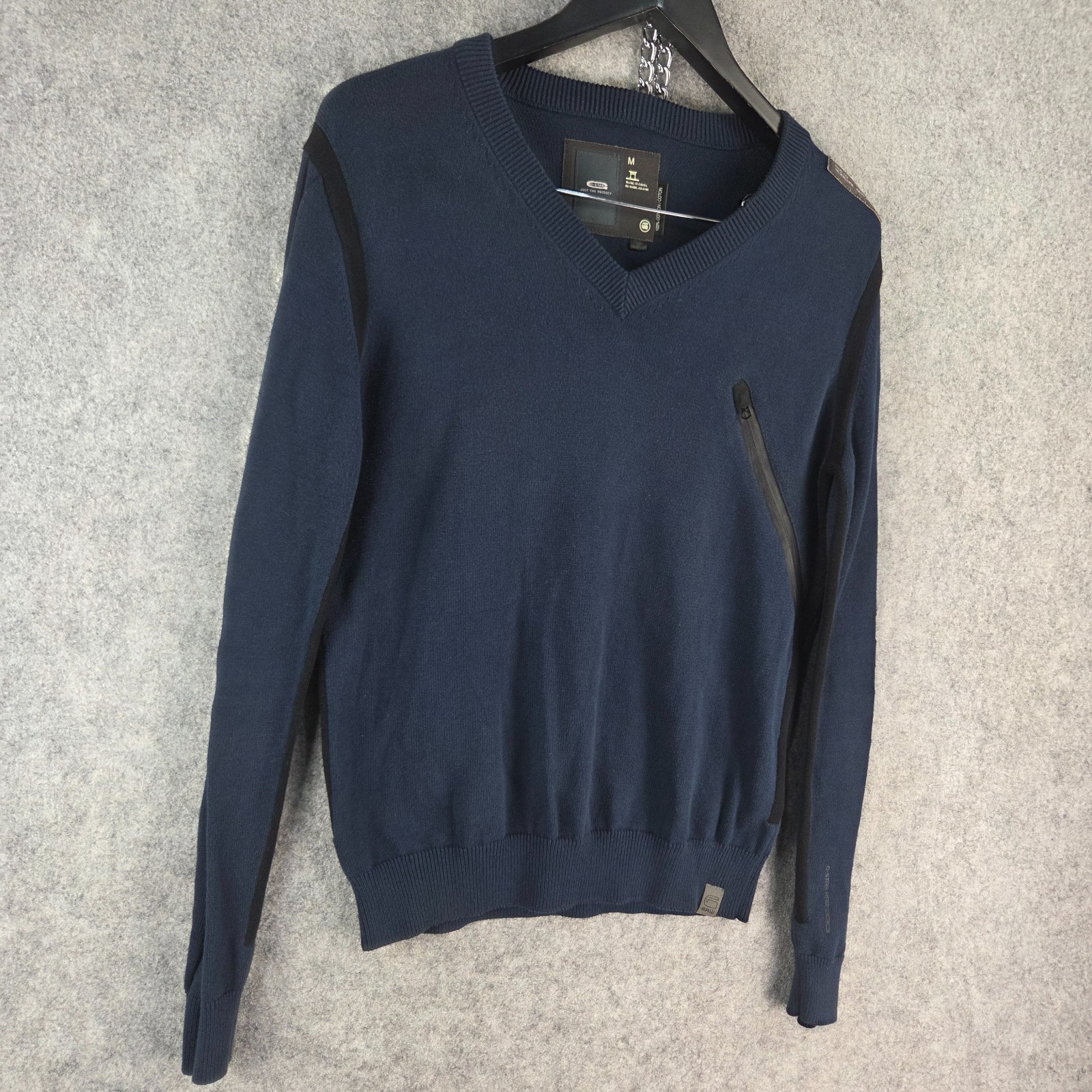 G-Star Raw Jumper Womens Small Blue Pullover V Neck 15742