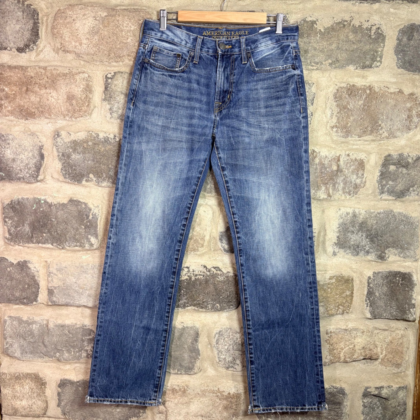 American Eagle Original Straight Men’s Jeans 30×34 Medium Wash Blue 100% Cotton