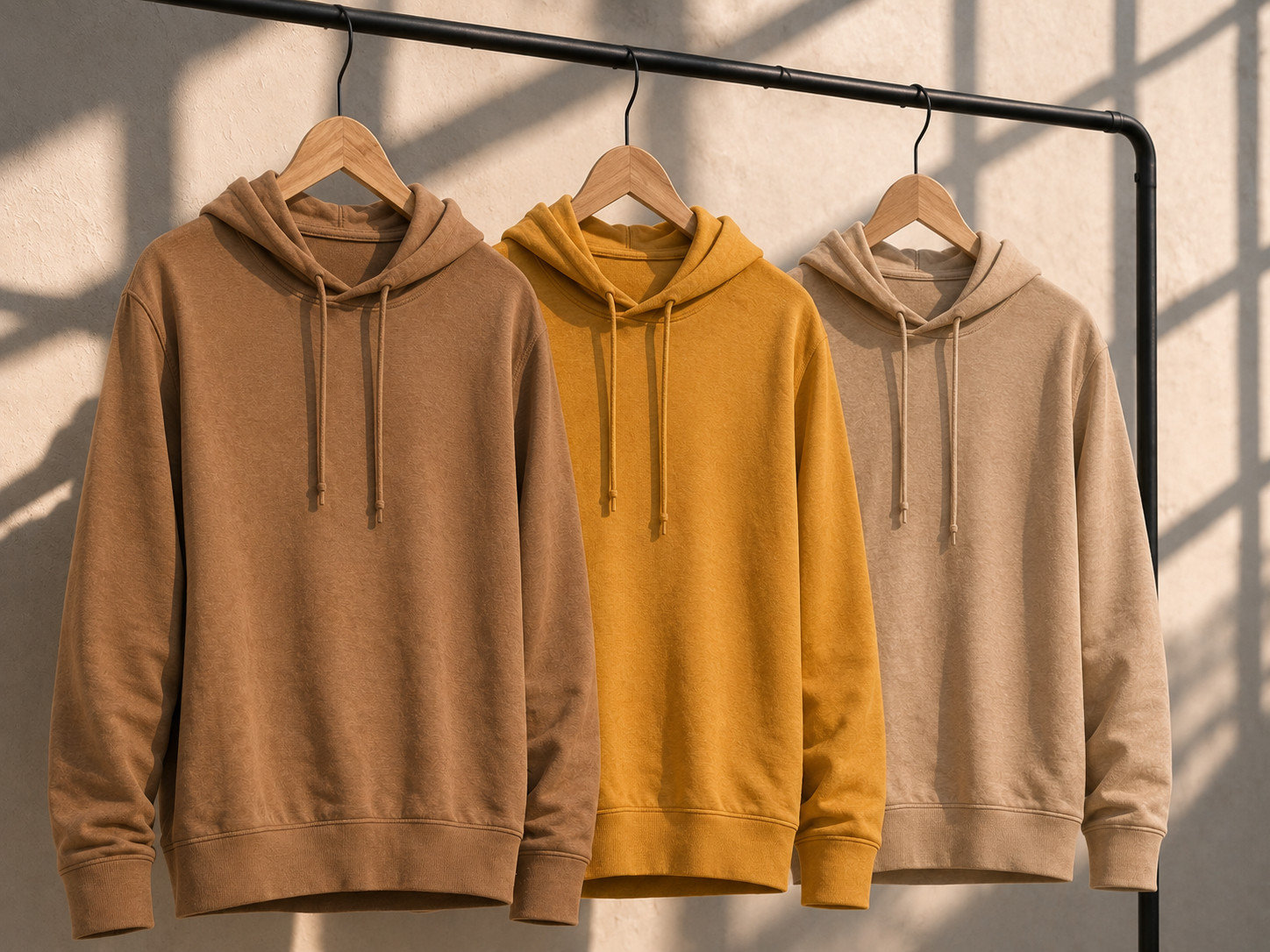 100% Combed Cotton Lightweight Yellow Hoodie Garment Dyed Pullover All Seasons