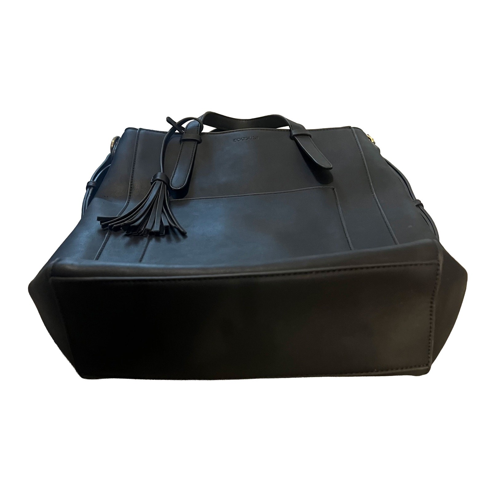 ECOSUSI Black Vegan Leather Convertible Backpack Tote Bag Laptop Briefcase
