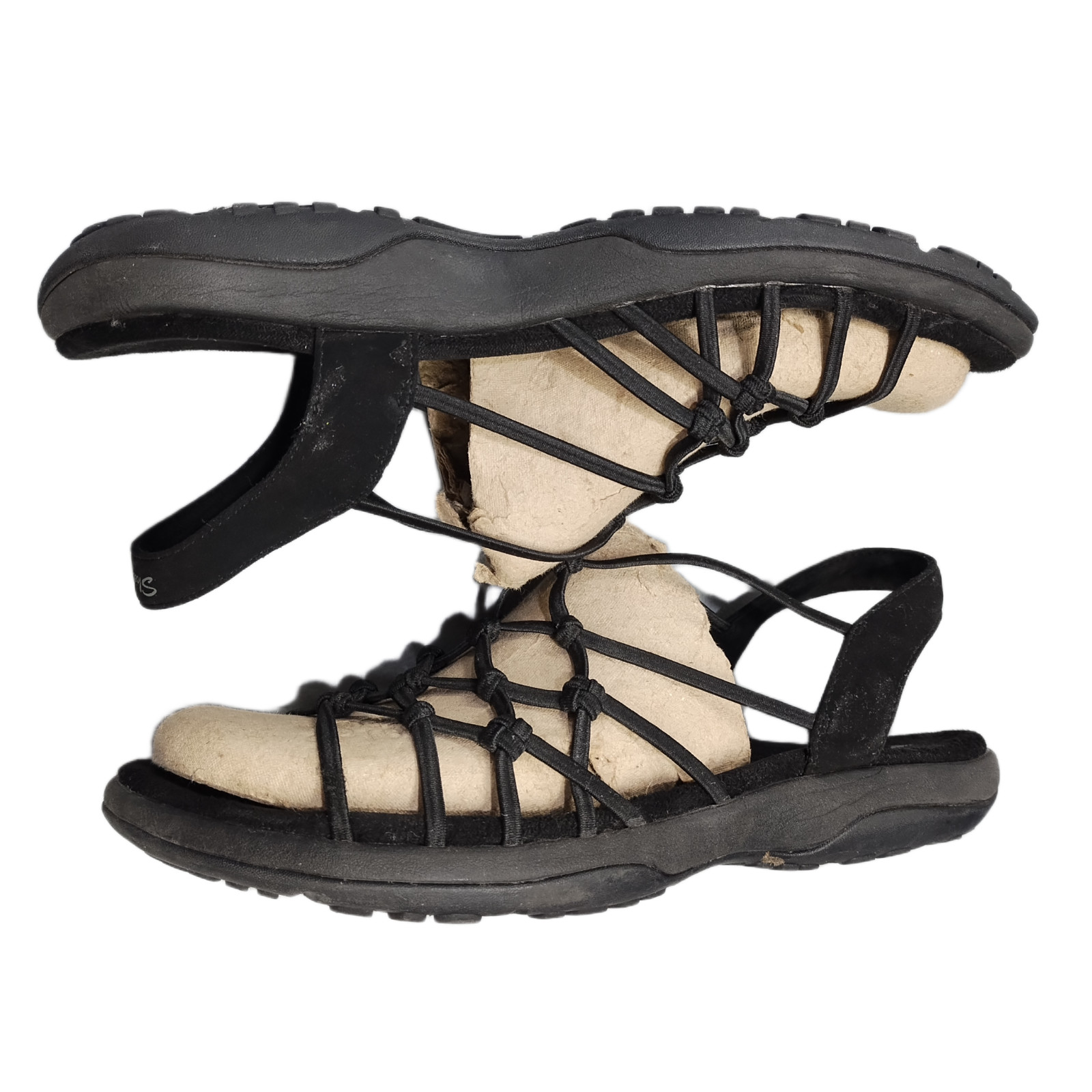 Skechers Reggae Slim Forget Me Knot Strappy Sandals Womens Size 9 Black Slip On