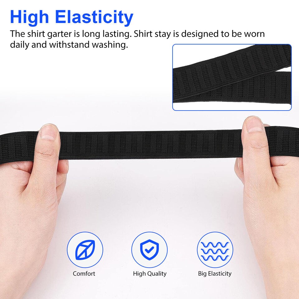 2Pcs Y-Shape Shirt Stays Rugged Design Adjustable Comfortable Garters Non-Slip