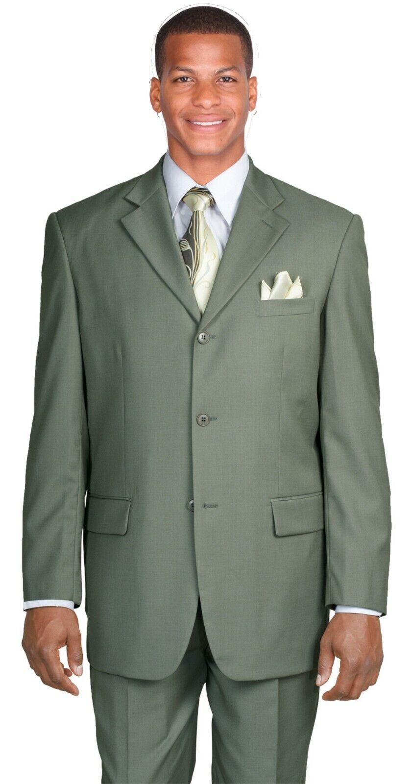 Men’s Classic 3 Button Wool Feel Business Suit Milano Moda Style 5802M