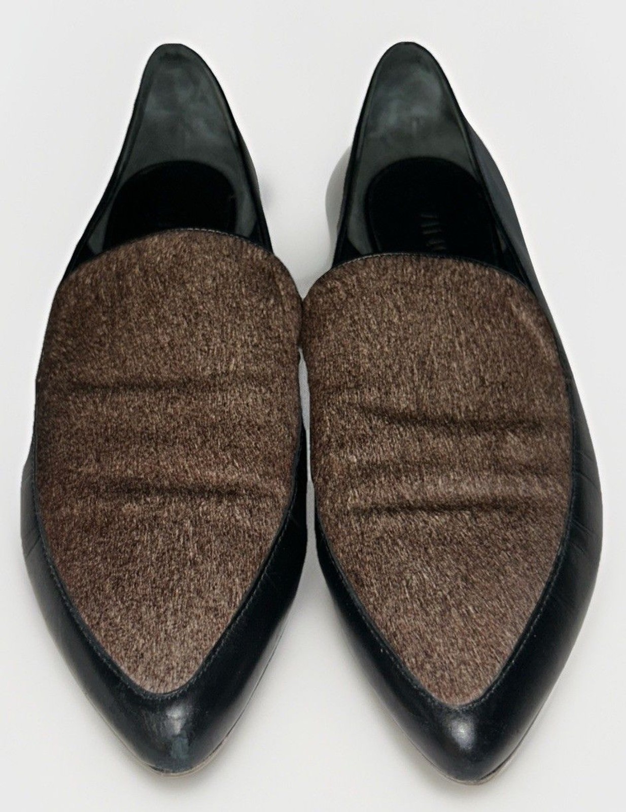 VINCE Nikita Calf Hair & Leather Point-toe Loafers Black Brown Women’s Sz 9.5 M