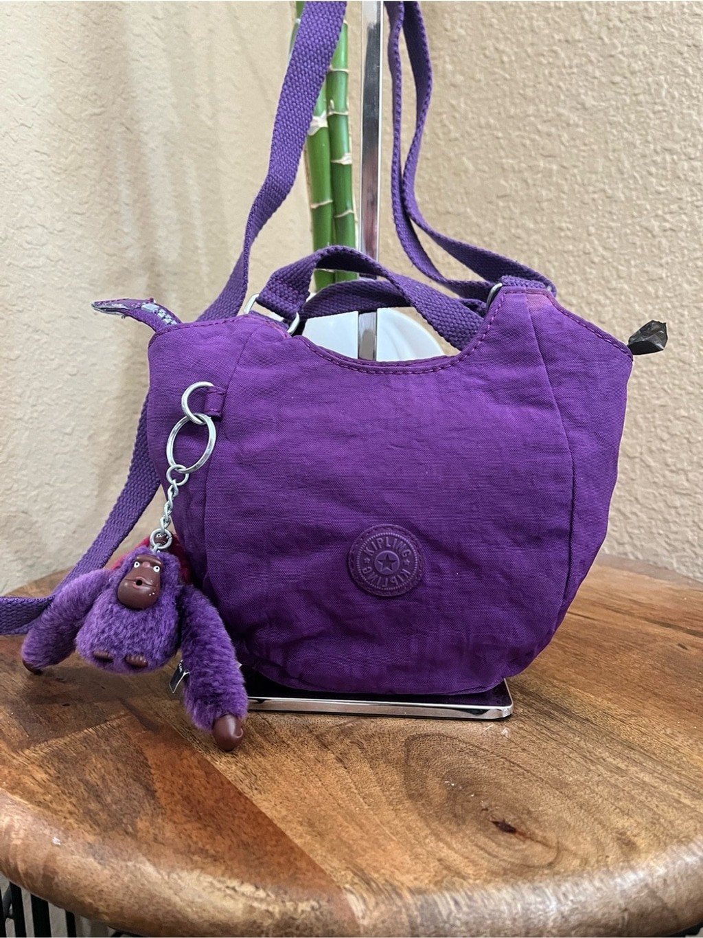 KIPLING PURPLE CRINKLE NYLON MINI CROSSBODY BAG