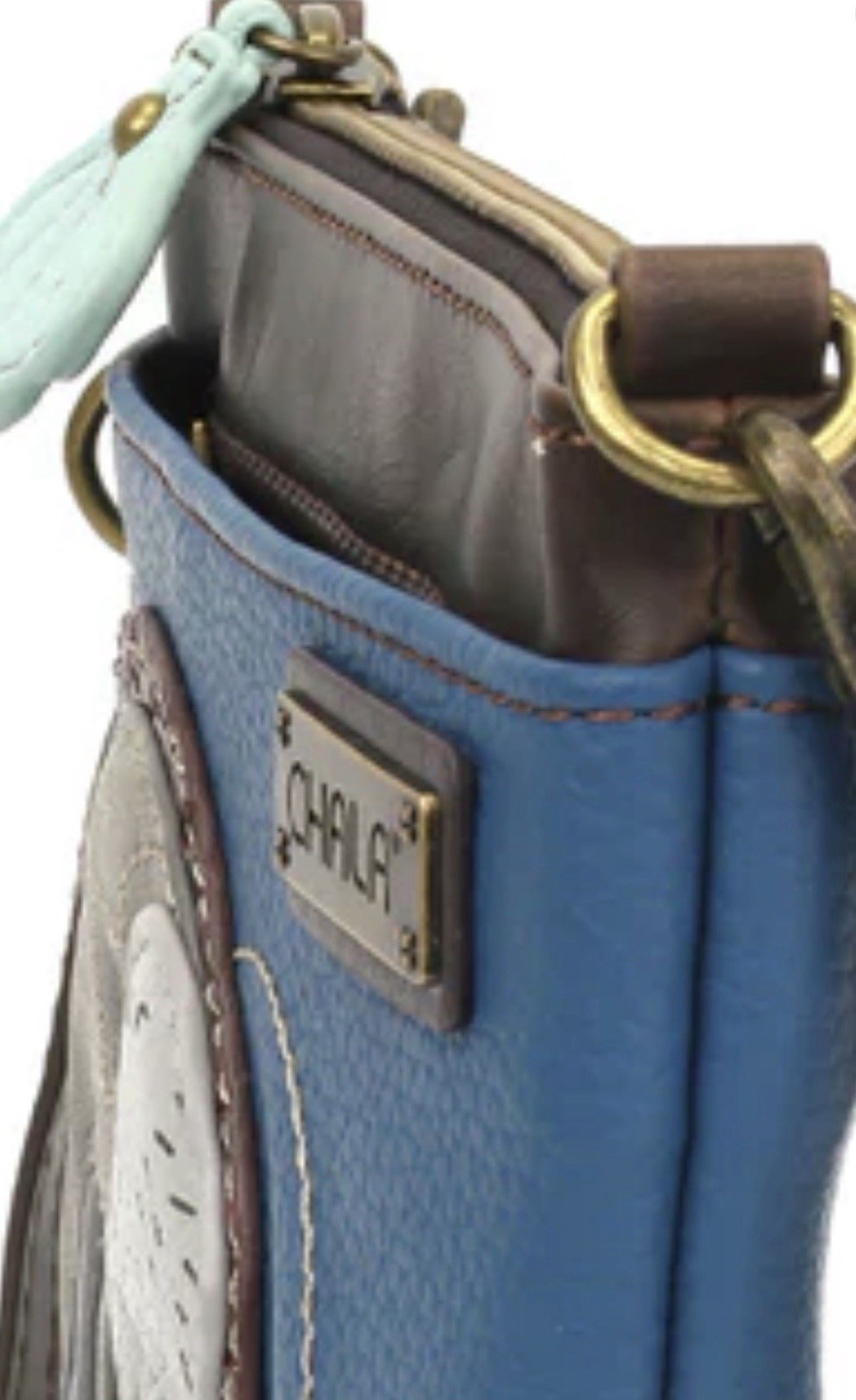 CHALA MANATEE MINI CROSSBODY CELL PHONE PURSE ADJUSTABLE STRAP OCEAN BLUE *flaw