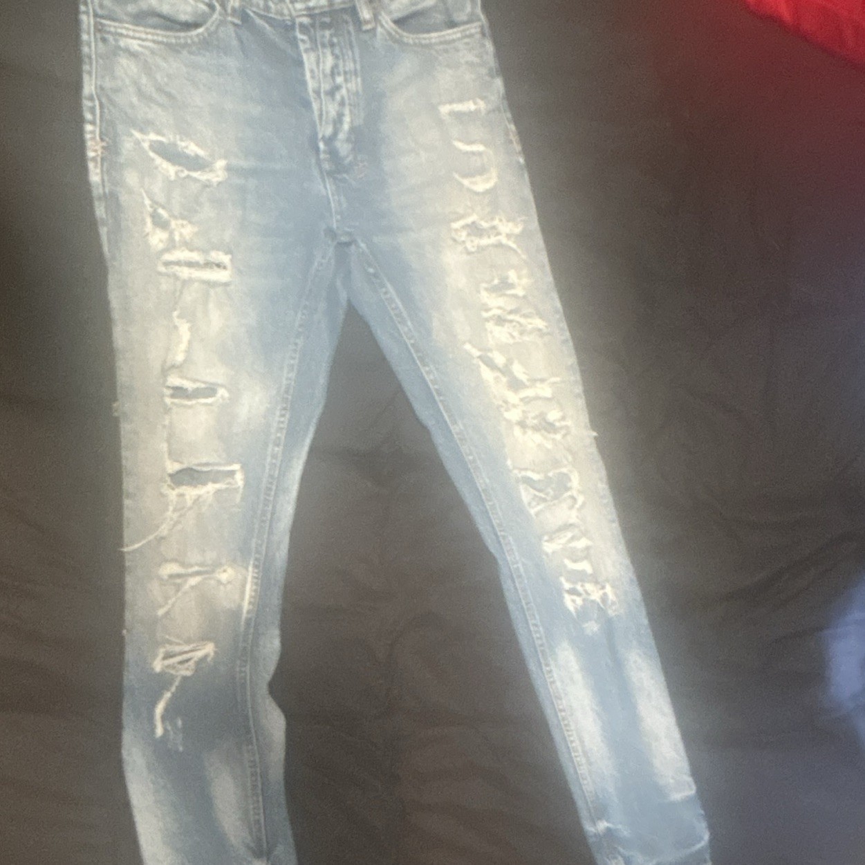 Ksubi Men’s Blue Light Wash Distressed Skinny Slim Fit Denim Jeans Size 31