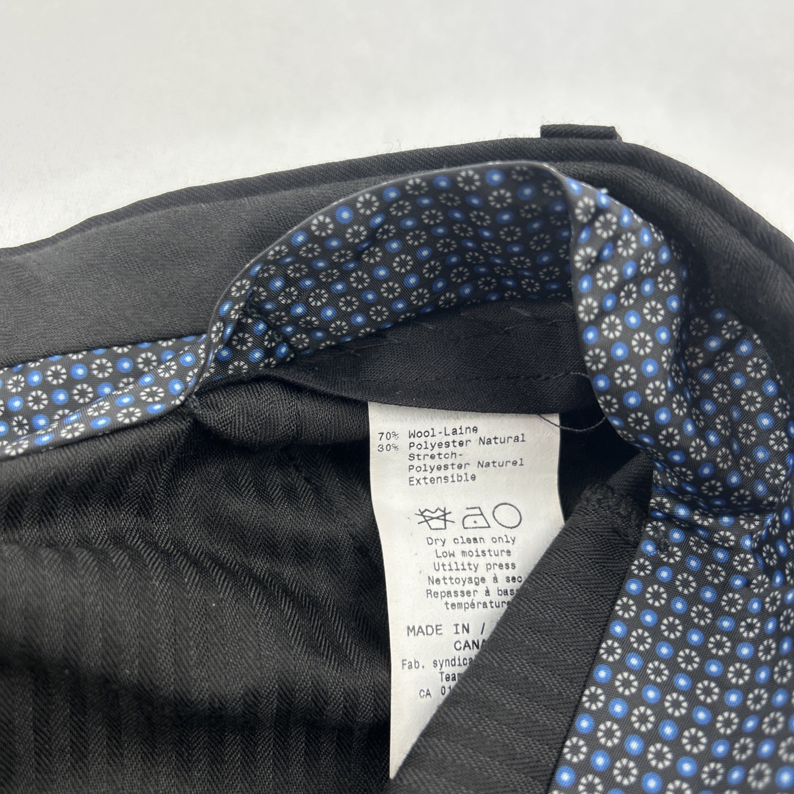 Lauren Ralph Lauren Mens Black 38W X 34L Wool Blend Dress Pants Flat Front