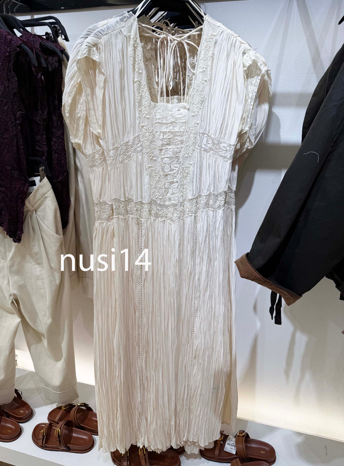 ZARA NEW WOMAN MIDI PLEATED LACE DRESS ZW COLL ECRU XS-XL 7521/056/712