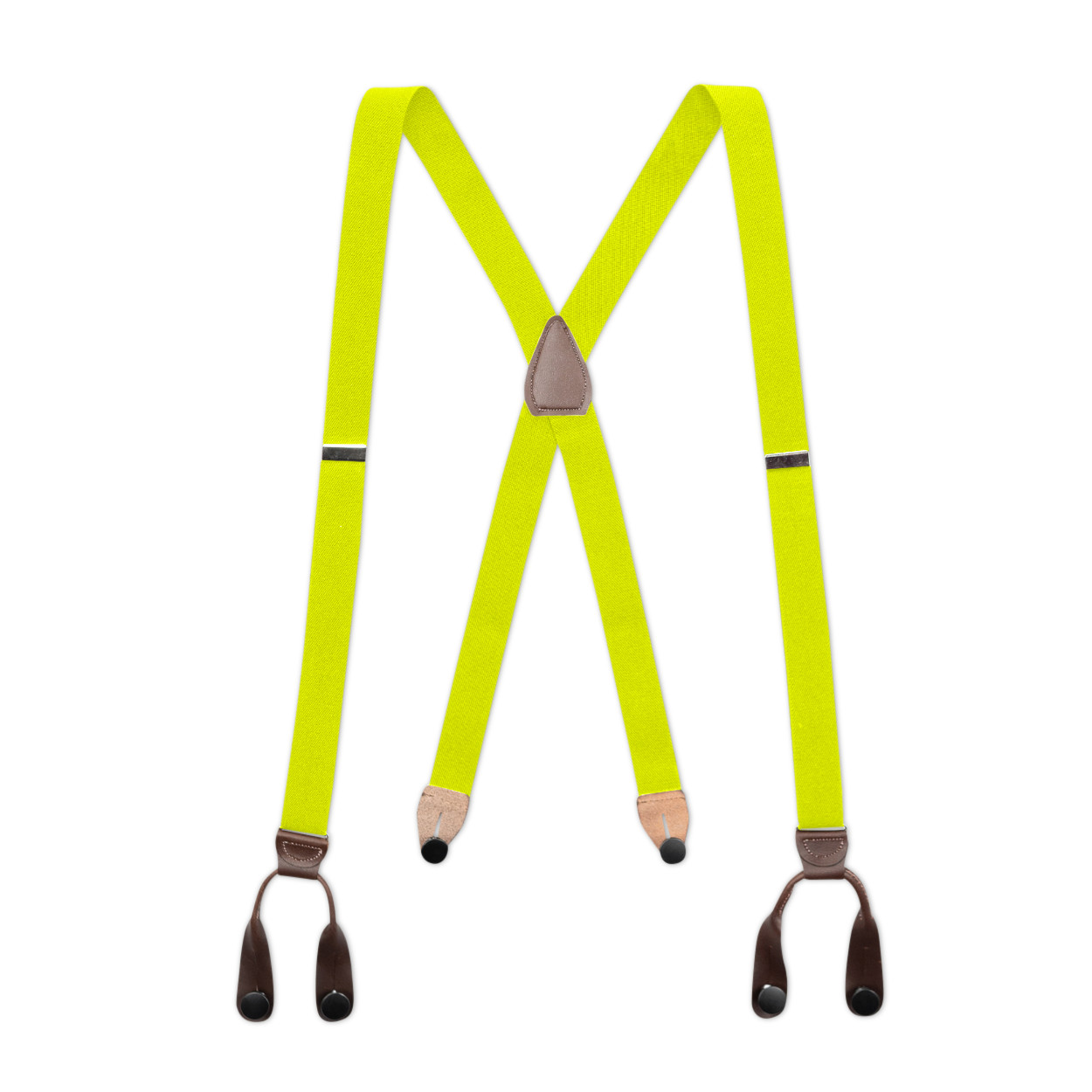 Men’s Suspenders – Button-On with Leather Ears and Goldtone Metal, USA Made
