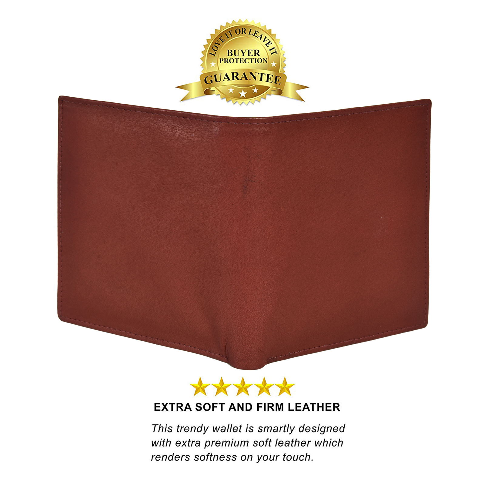 Leatherboss Genuine Leather Men’s Hipster RFID Card Holder Bifold Wallet