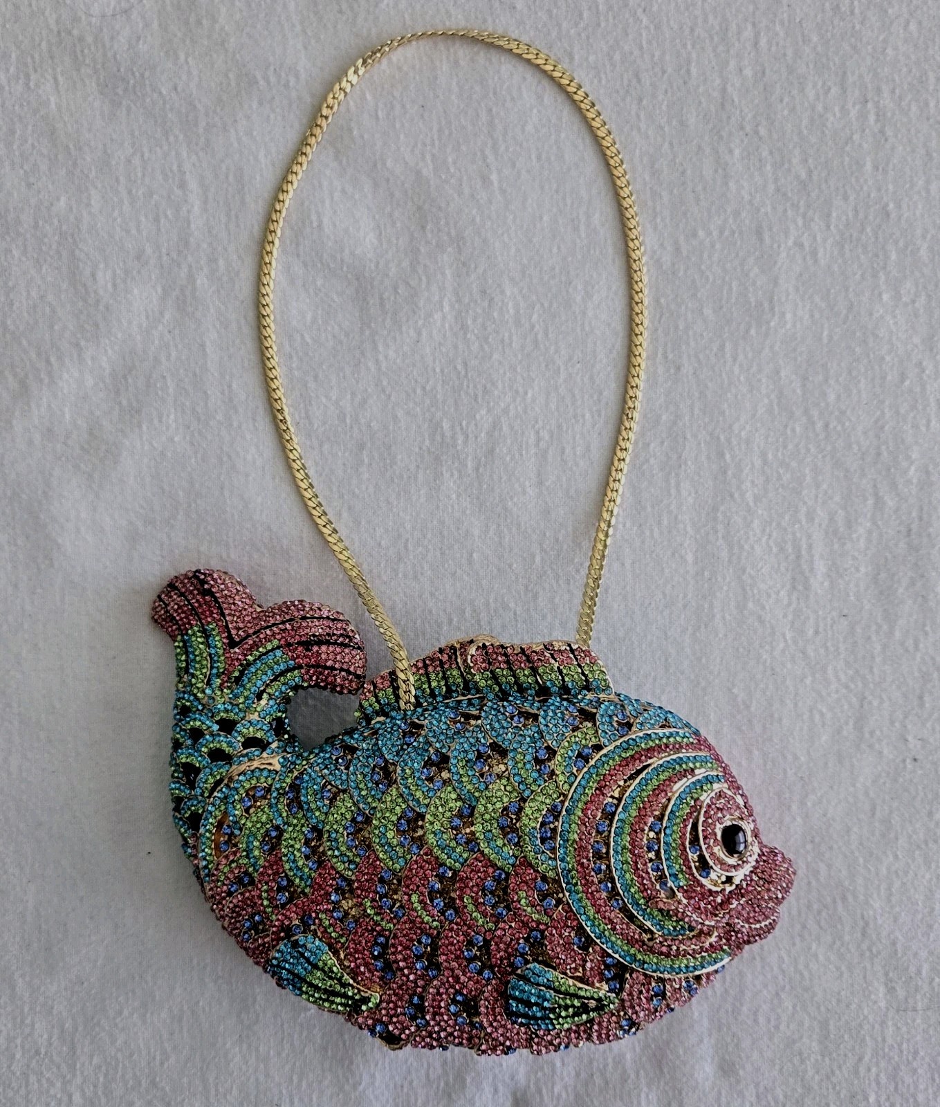 Goldfish Shaped Crystal Evening Bag Women Gorgeous Crystal Metallic Clutch Purse