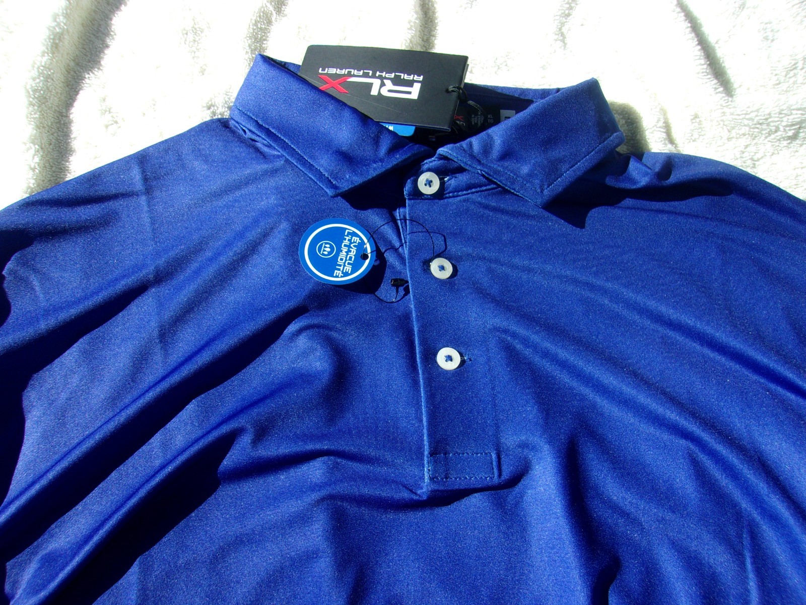 NWT Ralph Lauren RLX short sleeve golf polo, men’s M, XL, $99, shades of blue