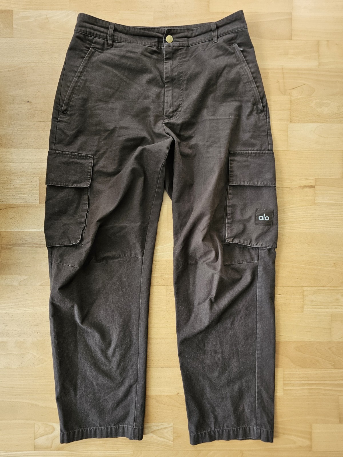 Alo Yoga Men’s 31R Brown Cargo Ripstop Trouser Canvas Straight Leg Pants