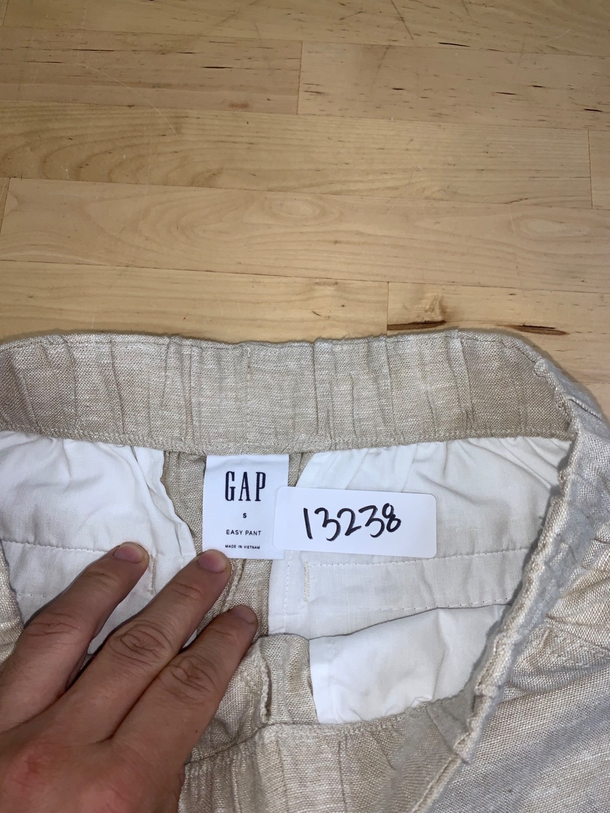 GAP Easy Pants Women S Linen Blend Beige Casual Travel Beach Drawstring 13238