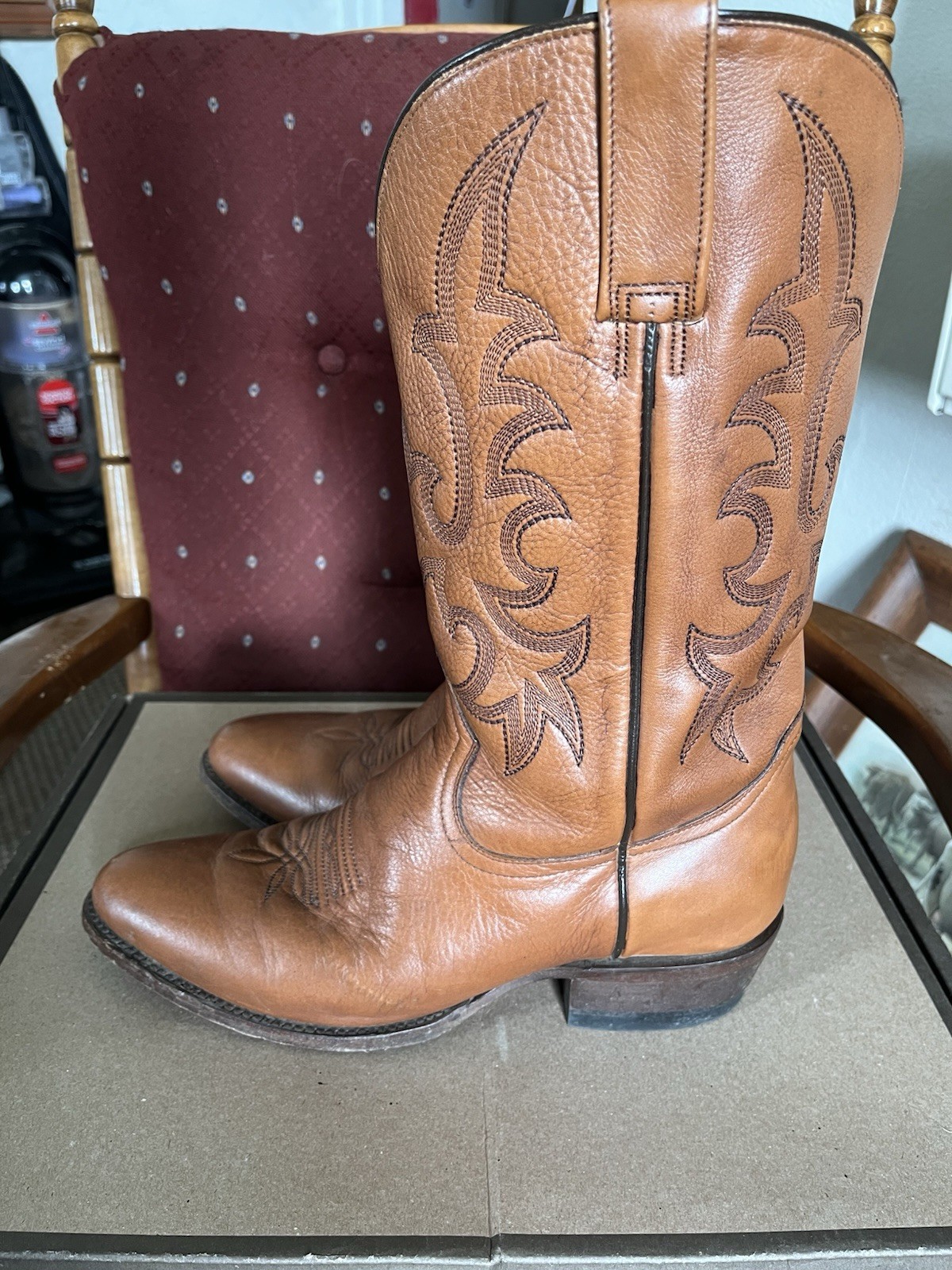 Stetson Sharp 11D Mens R Toe Western Cowboy Boots W/Box Made In USA