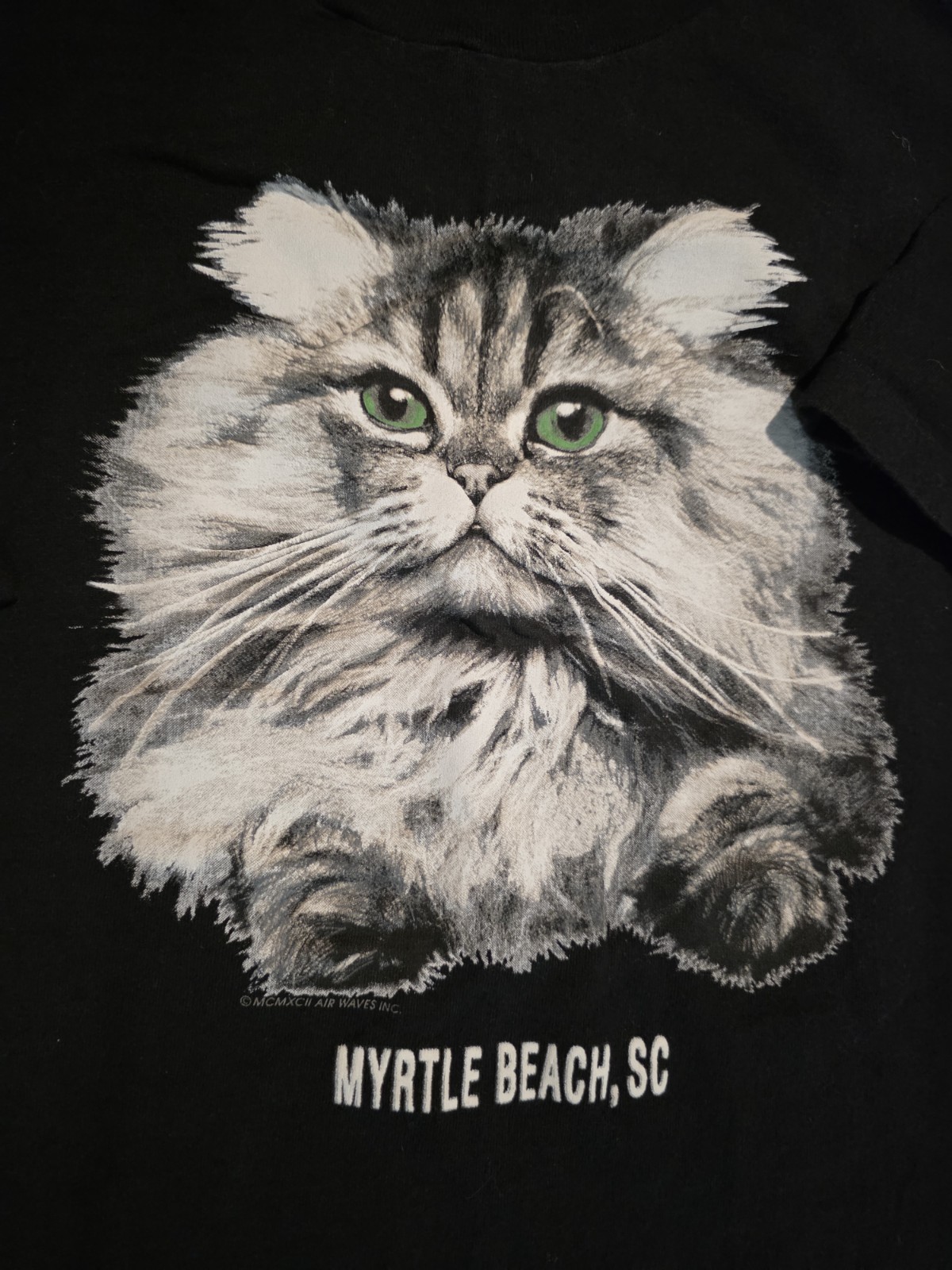 Vintage Cat T Shirt Myrtle Beach SC Black Cal Cru USA Graphic Tee Mens 3XL