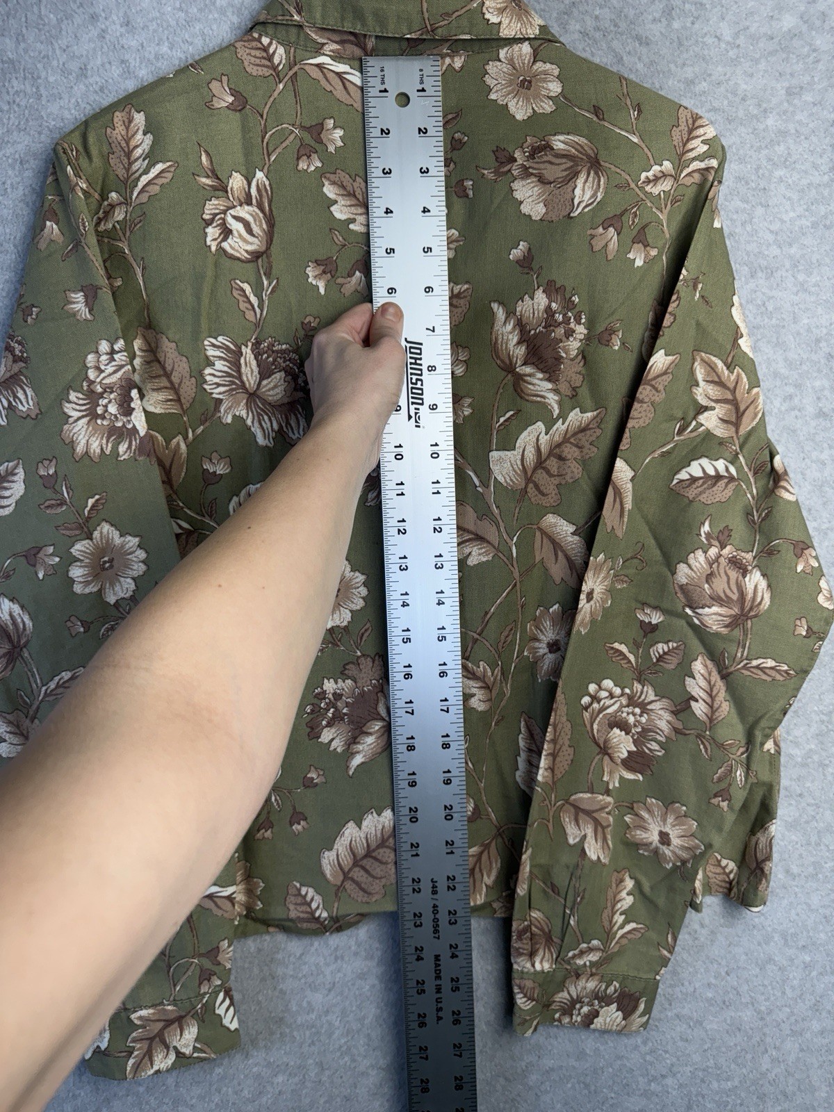 VTG Lemon Grass XL Green Floral Button Down Shirt 100% Cotton 90s Eclectic