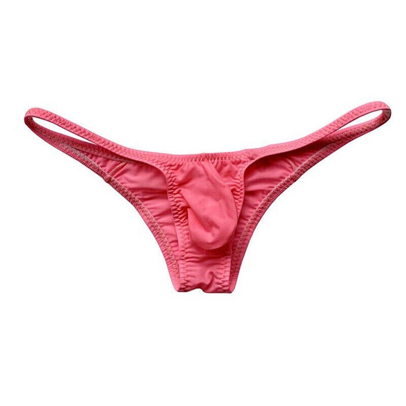 Mens Ice Silk Briefs Sexy Low Rise Pouch Thong Underwear Bikini UnderpantPanties