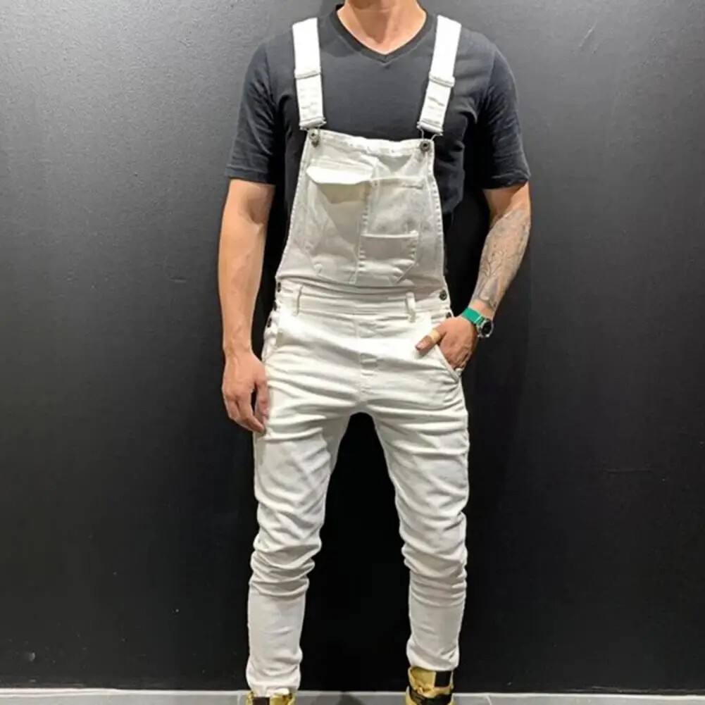 Men Suspender Denim Jeans Dungarees Overalls Romper Jumpsuit Bib Pants Trousers