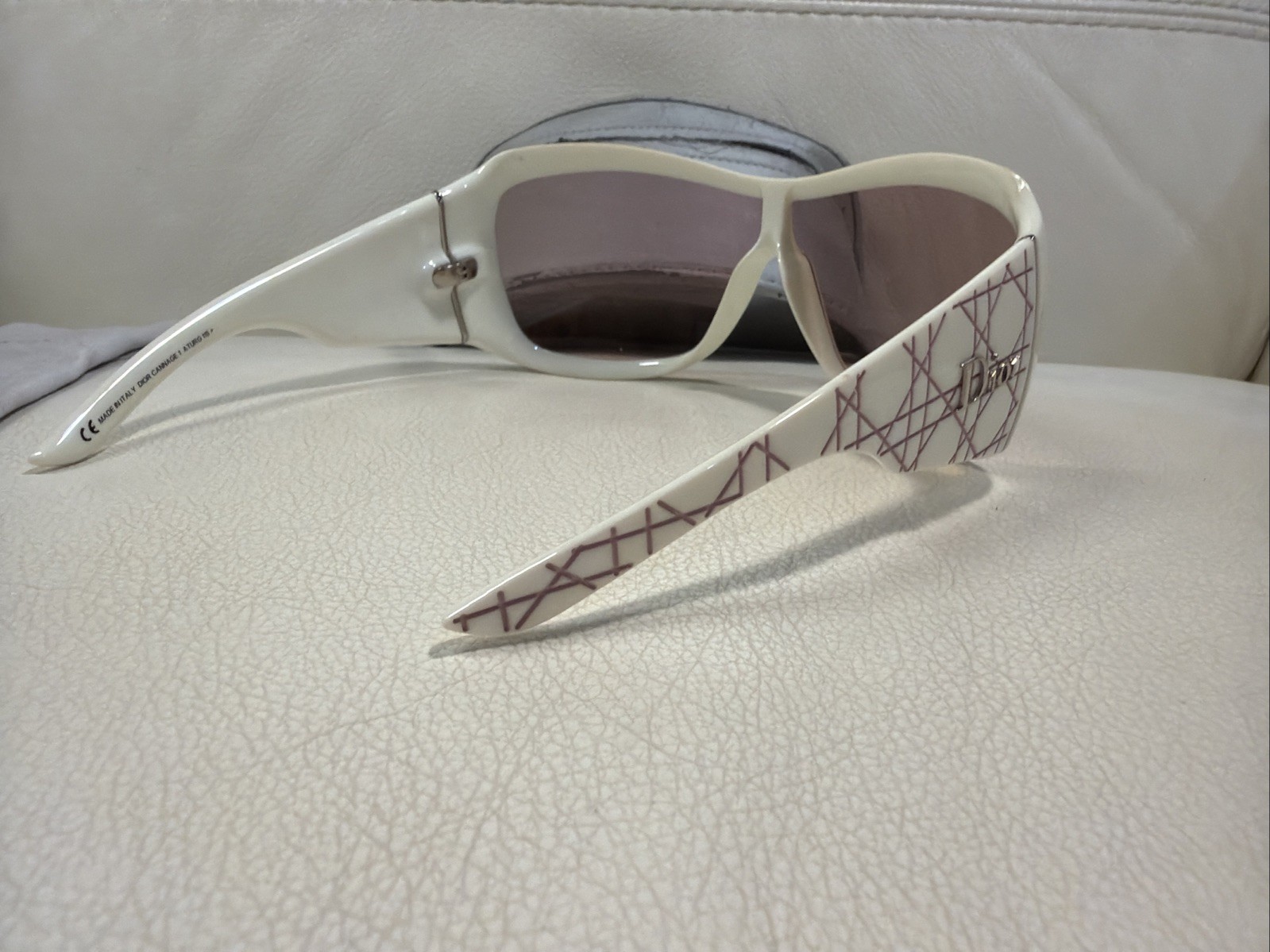 CHRISTIAN DIOR CANNAGE 1 White Vintage Y2K Oversized Wrap Sunglasses Italy