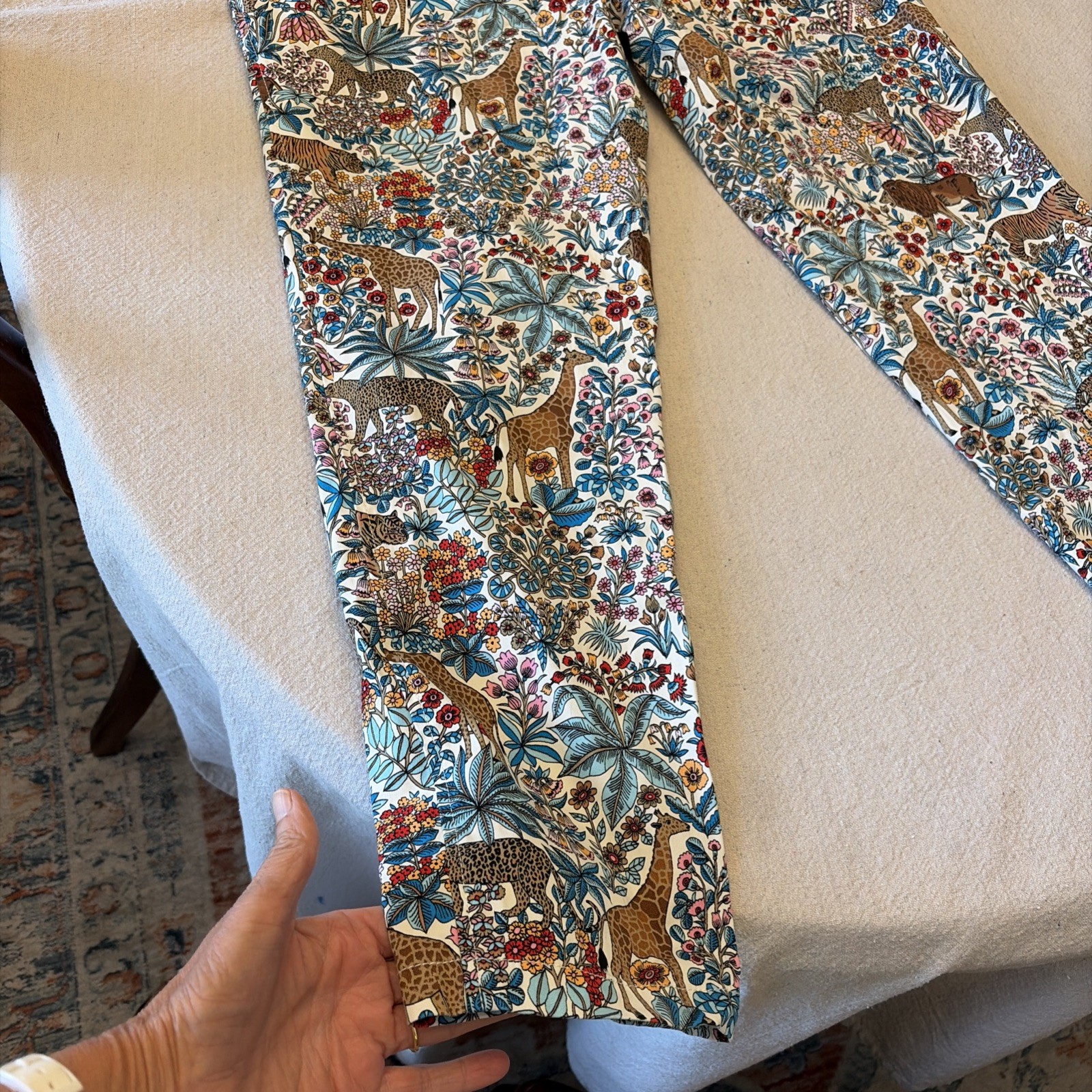 Talbots Relaxed Chino Pants Womens size 10 Safari Animal Floral Print Cotton
