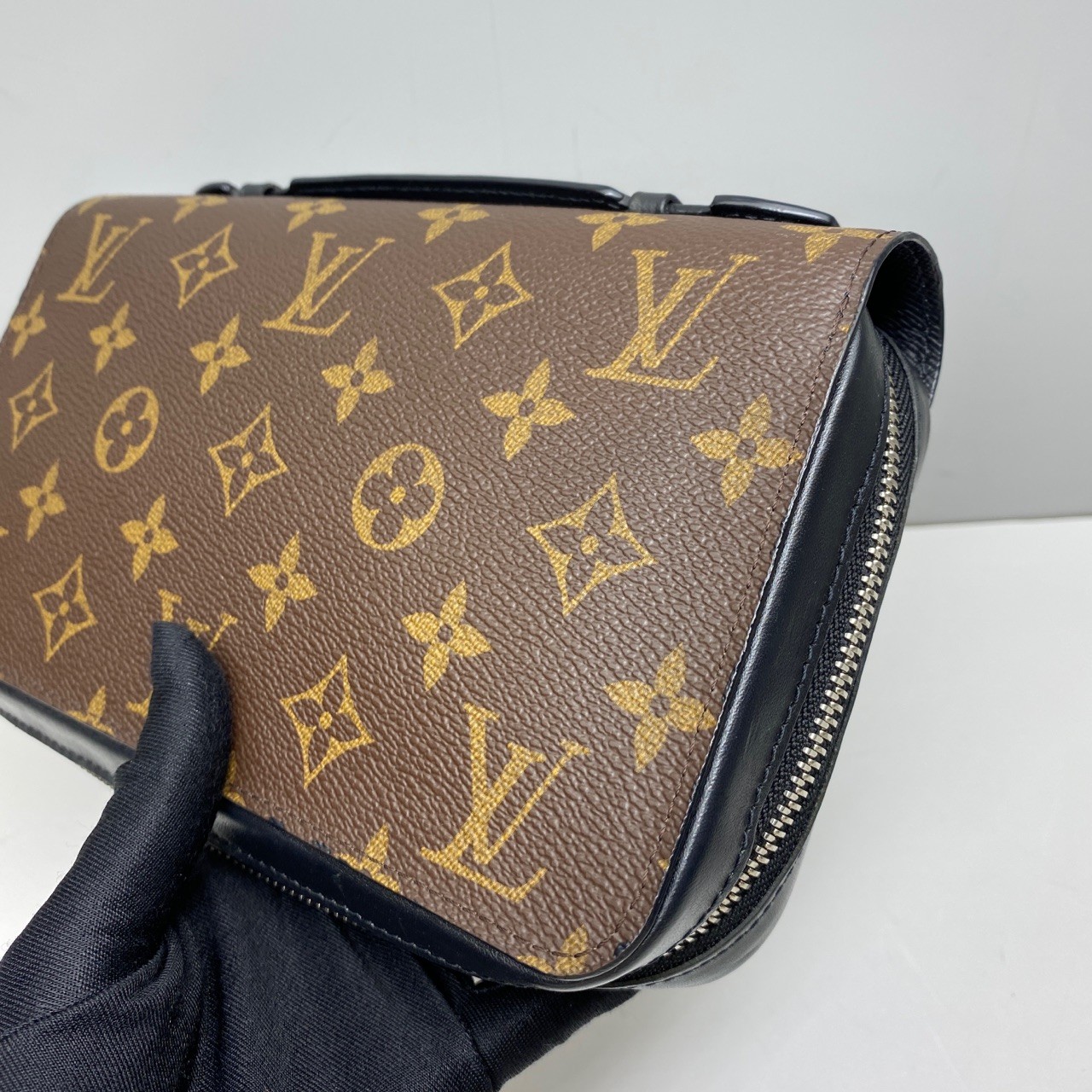 Louis Vuitton Pre-Owned Authentic Handle Clutch Brown Free Shipping 22x15x4cm