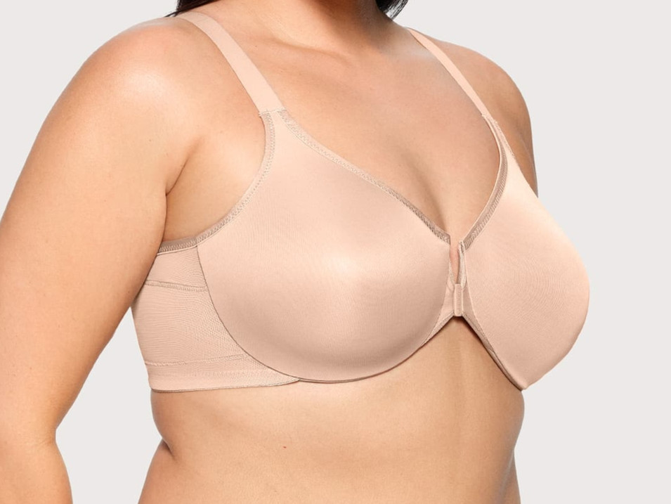 New Glamorise 9265 Wonderwire Front-Closure Posture Back Bra 34C Cafe