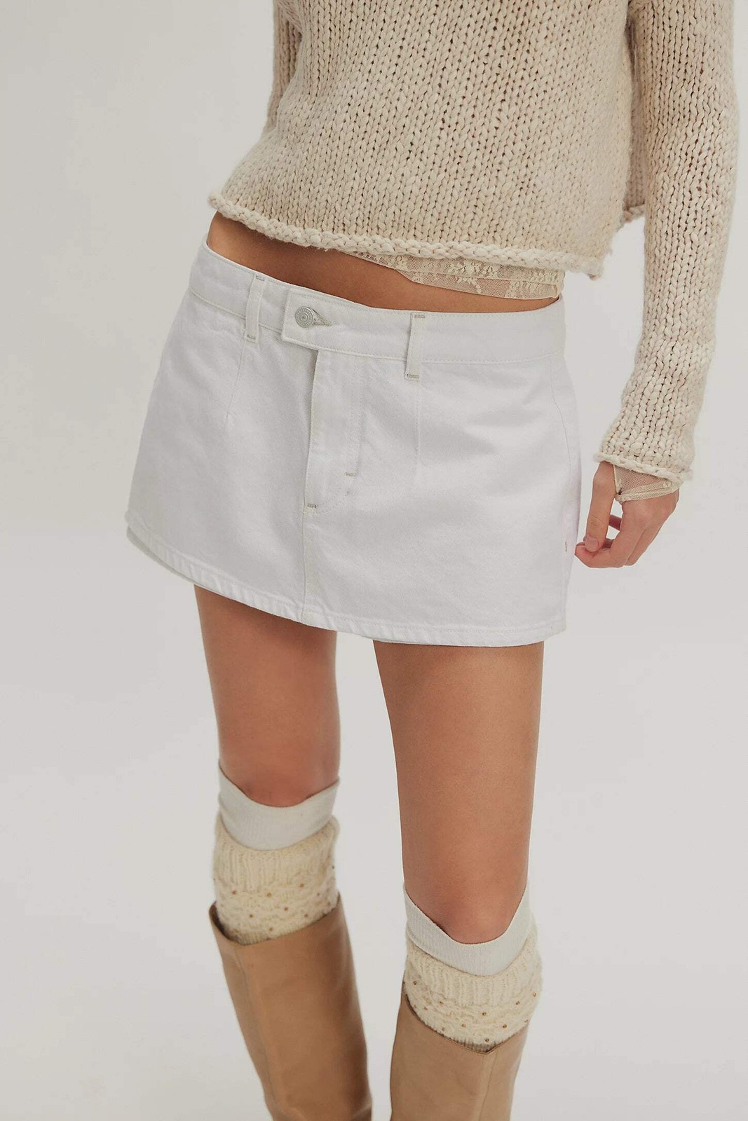 Free People Galivanting Denim Skort – Optic White