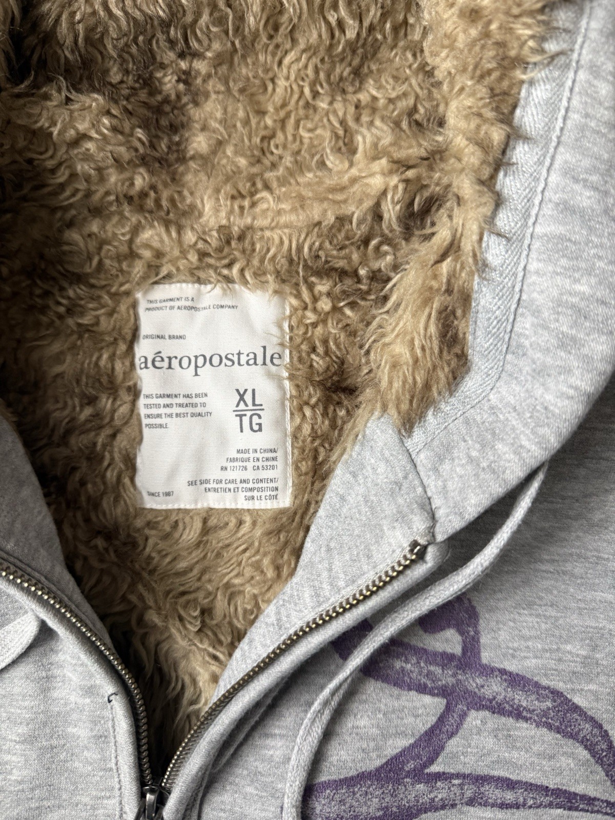 Aéropostale Women’s XL Gray Full Zip Hooded Lined Hoodie w/ Pockets Logo