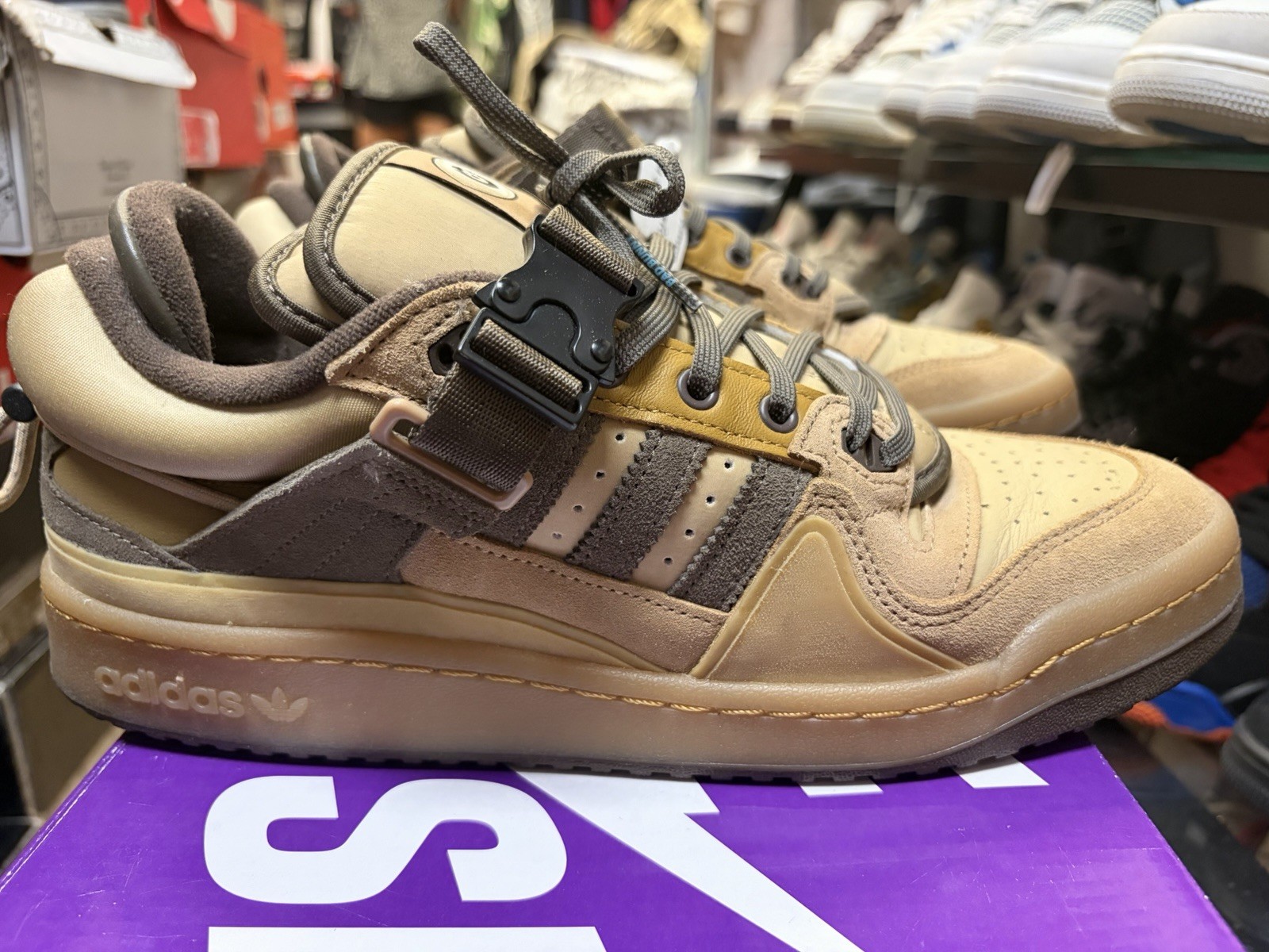 Size 10 – Bad Bunny x adidas Forum Buckle Low The First Cafe USED NO BOX