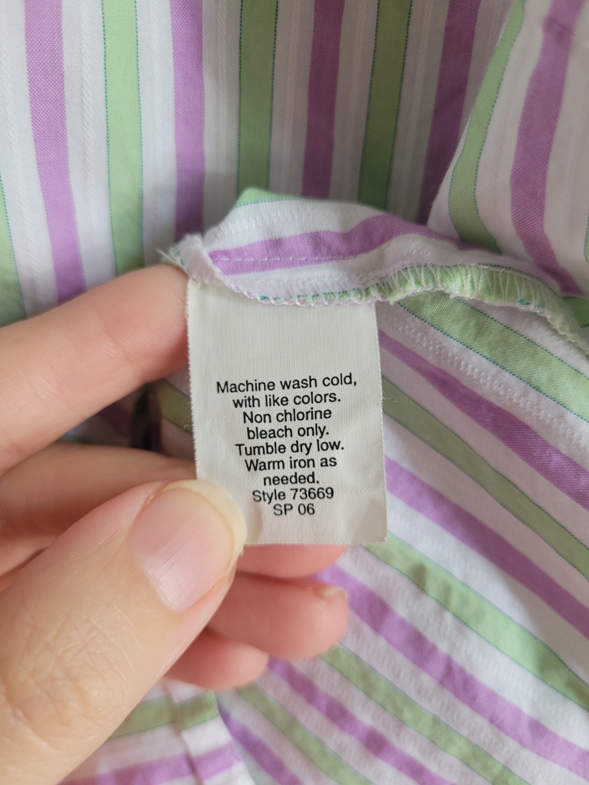 J. Crew Vertical Stripe Button-Down Shirt in White, Green & Pink Size Large