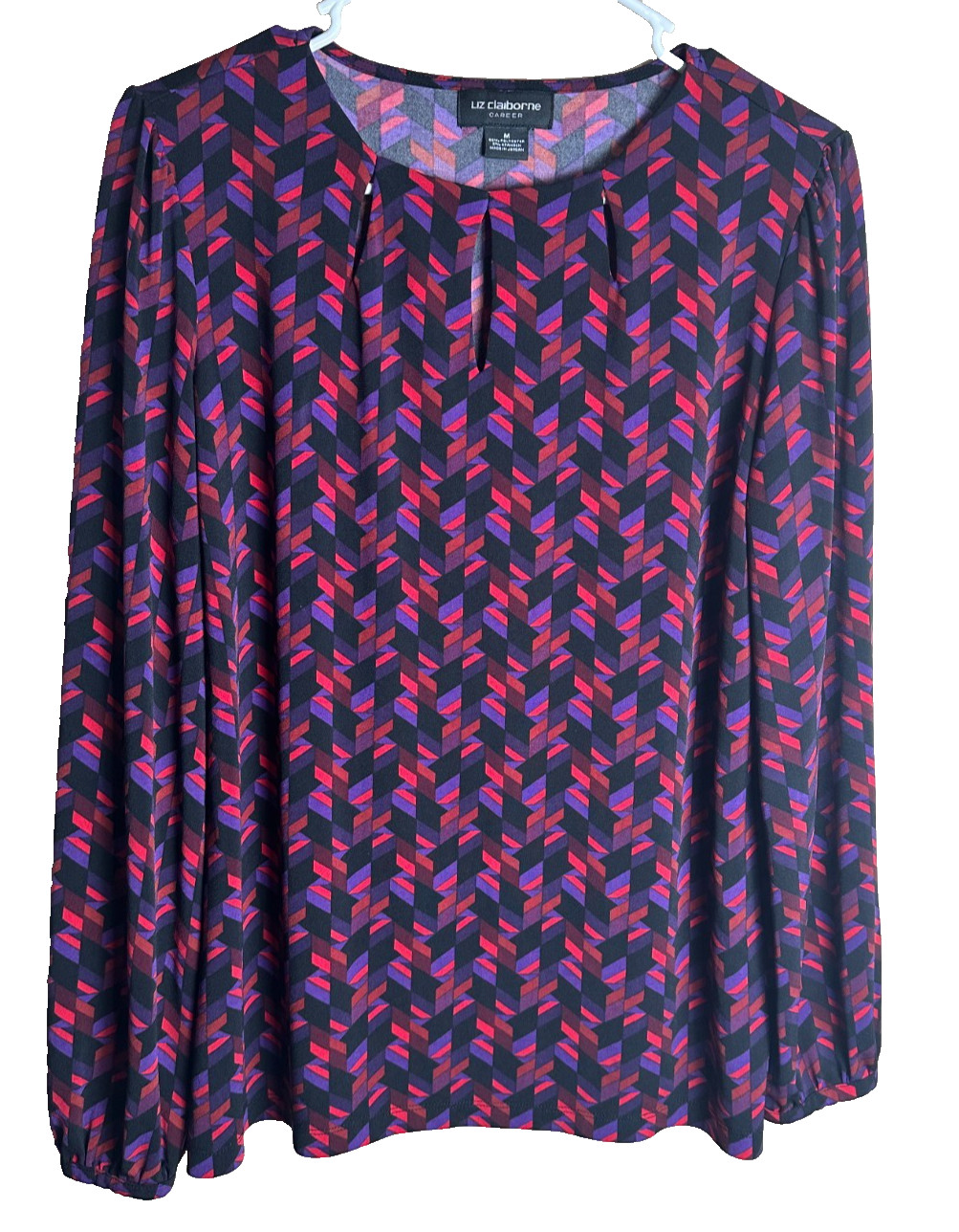 Liz Claiborne Women’s Red/Blue/Purple Career Top Long Sleeved Size Medium