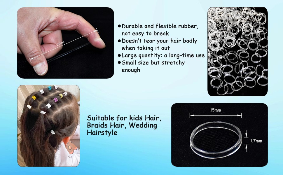 Clear Elastic Hair Bands,400pcs Mini Hair Rubber Bands,Hair Ties,Soft Hair