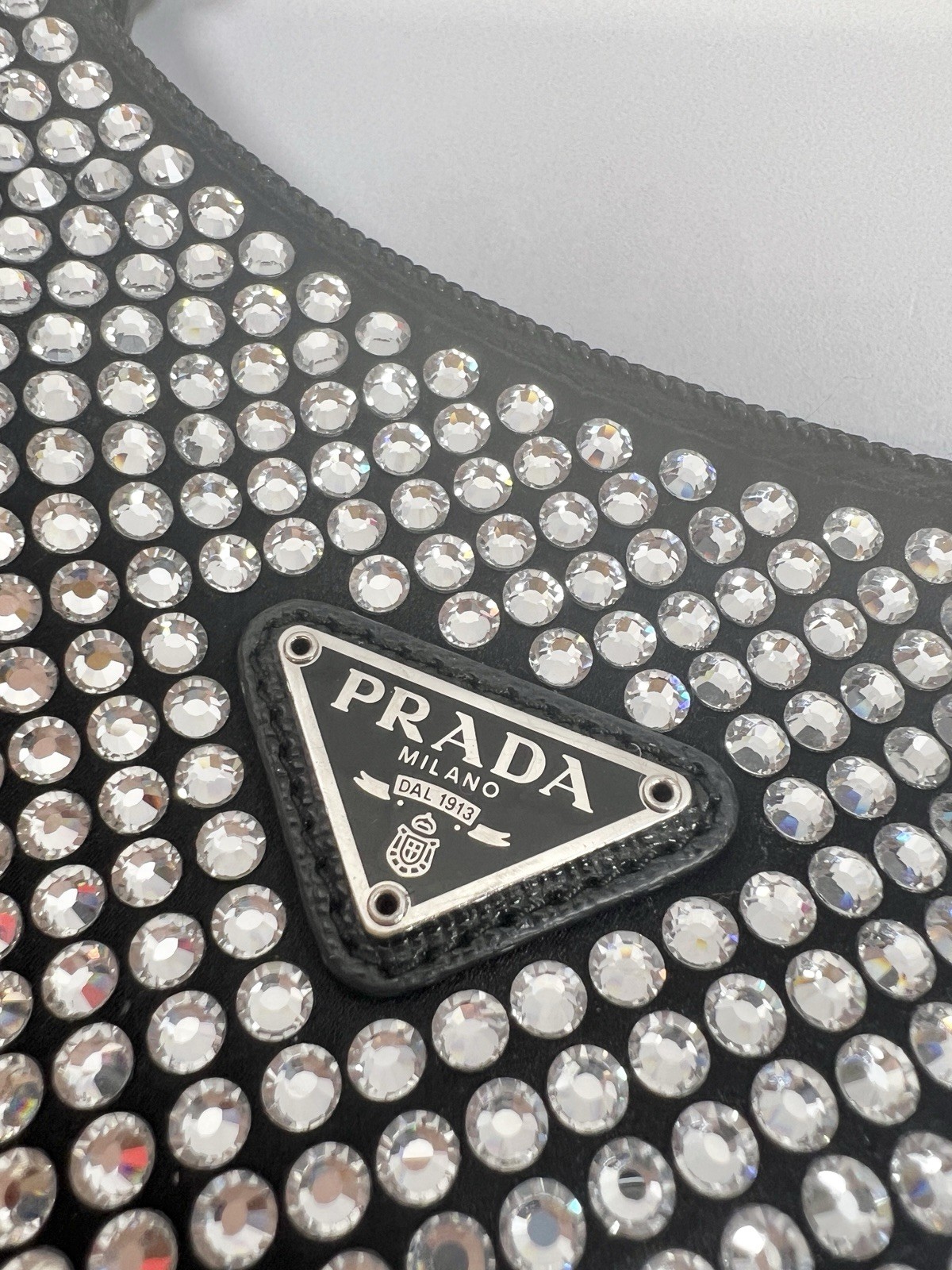 Prada Reedition Re edition 2000 Satin Hobo Mini Shoulder Bag Purse Crystal Gems