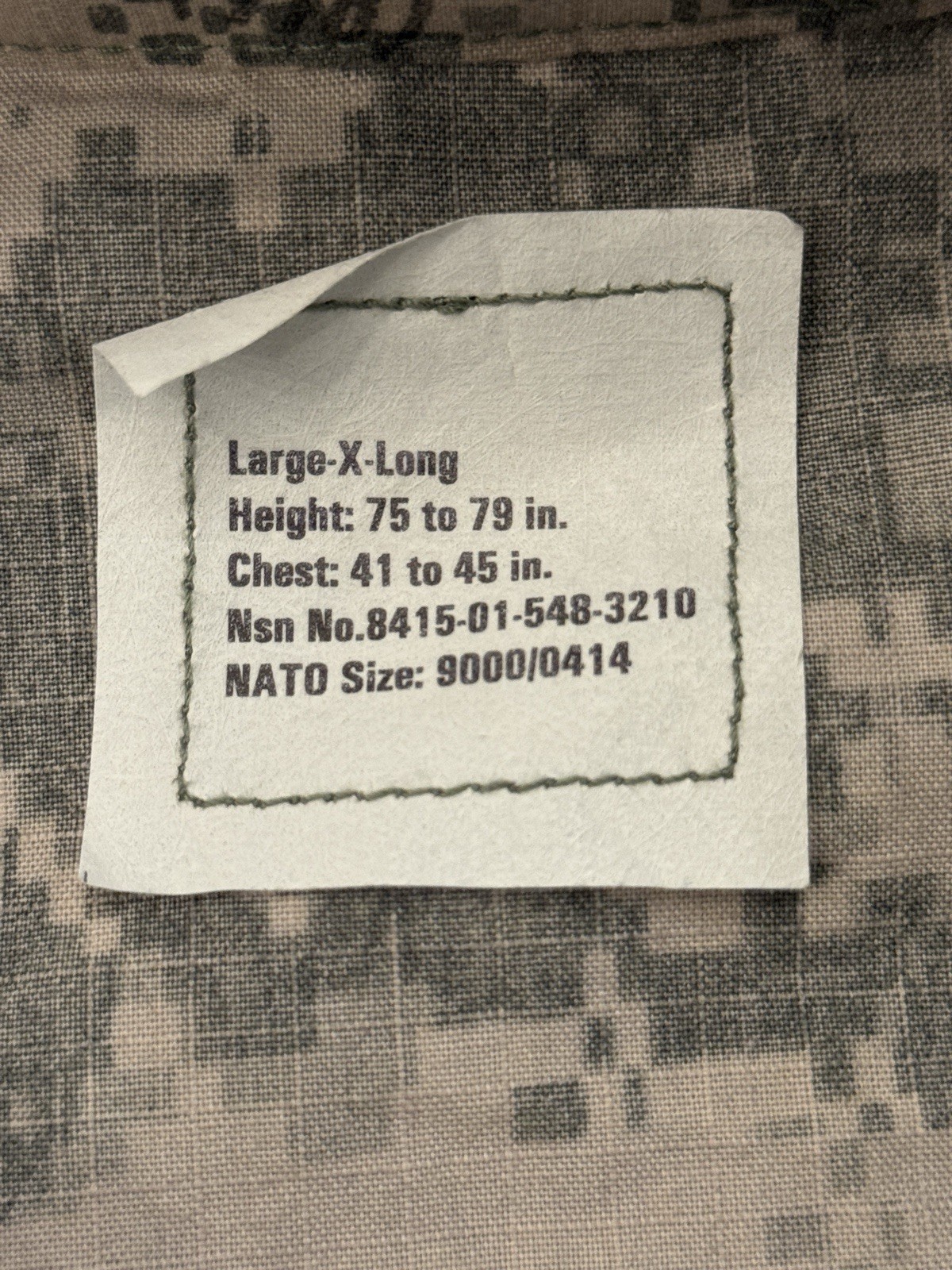 NWT Defender Jacket Mens Sz Large-X-Long Digital Camo BDU Full Zip Army Military