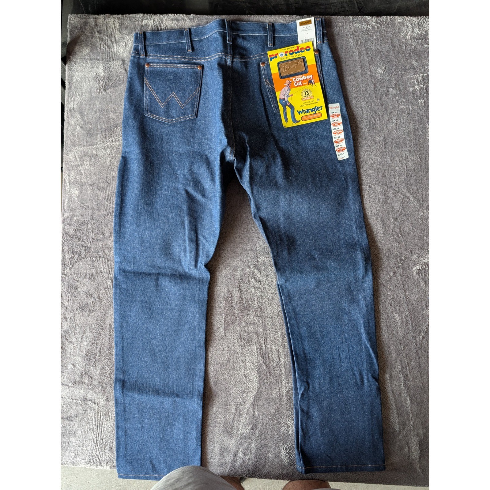 Wrangler 13MWZ Cowboy Cut Original Fit Jeans 40×34 Rigid Blue Heavyweight Denim