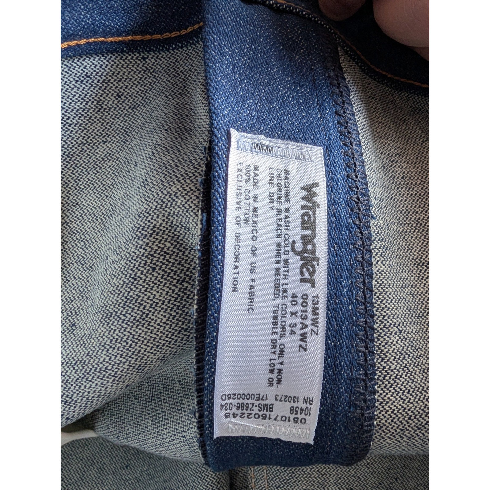 Wrangler 13MWZ Cowboy Cut Original Fit Jeans 40×34 Rigid Blue Heavyweight Denim