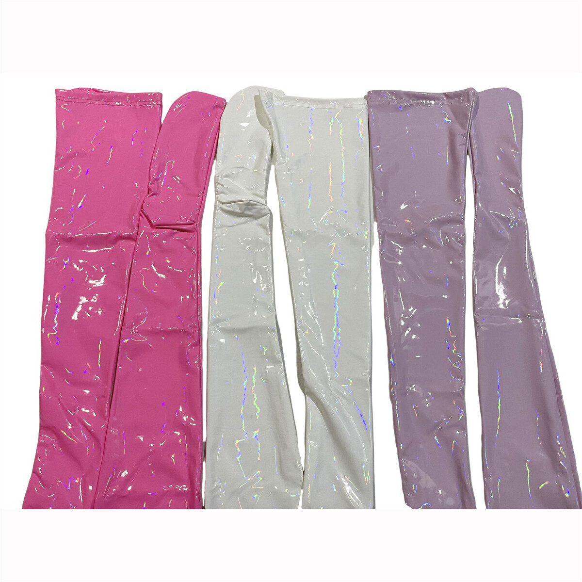 Women Wet Look Shiny PVC Leather Thigh High Stockings Nightclub Latex Long Socks