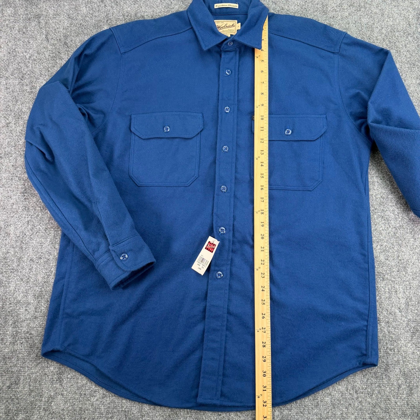 Woolrich Shirt Mens Large Blue Expedition Chamois Cotton Button Up USA Made NEW