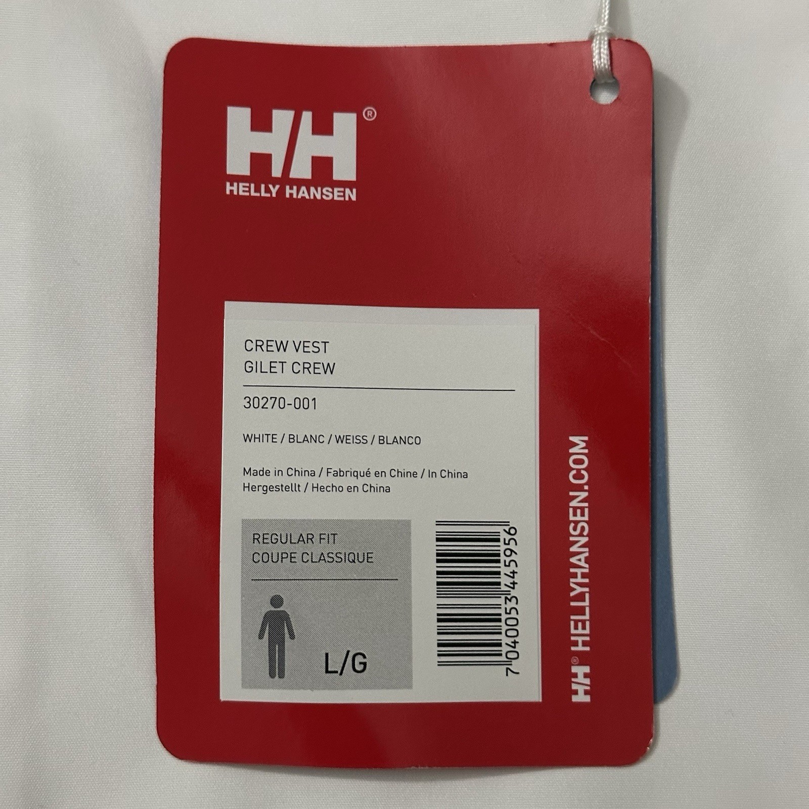 Helly Hansen Gilet Crew Vest Sailing Mens Size Large White 30270-001 NWT