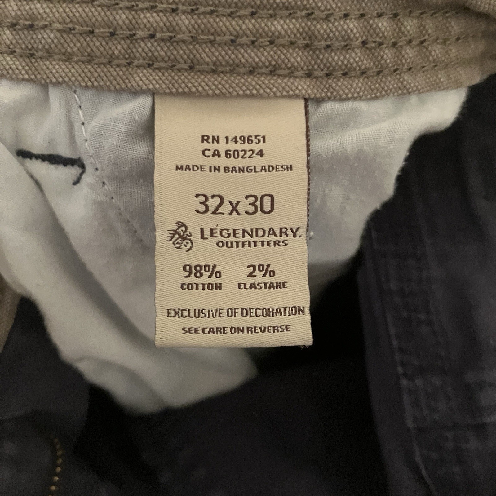 Legendary Outfitters Men’s Stretch Canvas Pants 32×30 Blue Outdoor Gorpcore