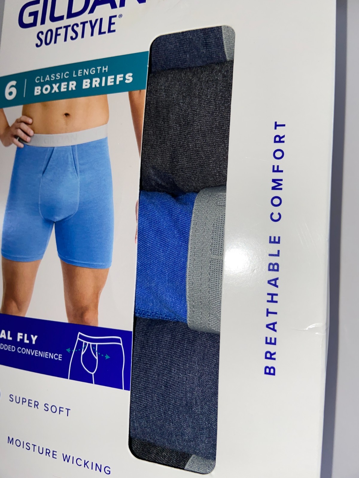 Gildan Softstyle Boxer Briefs 6 Pack Men’s S Small Moisture Wicking Dual Fly NEW