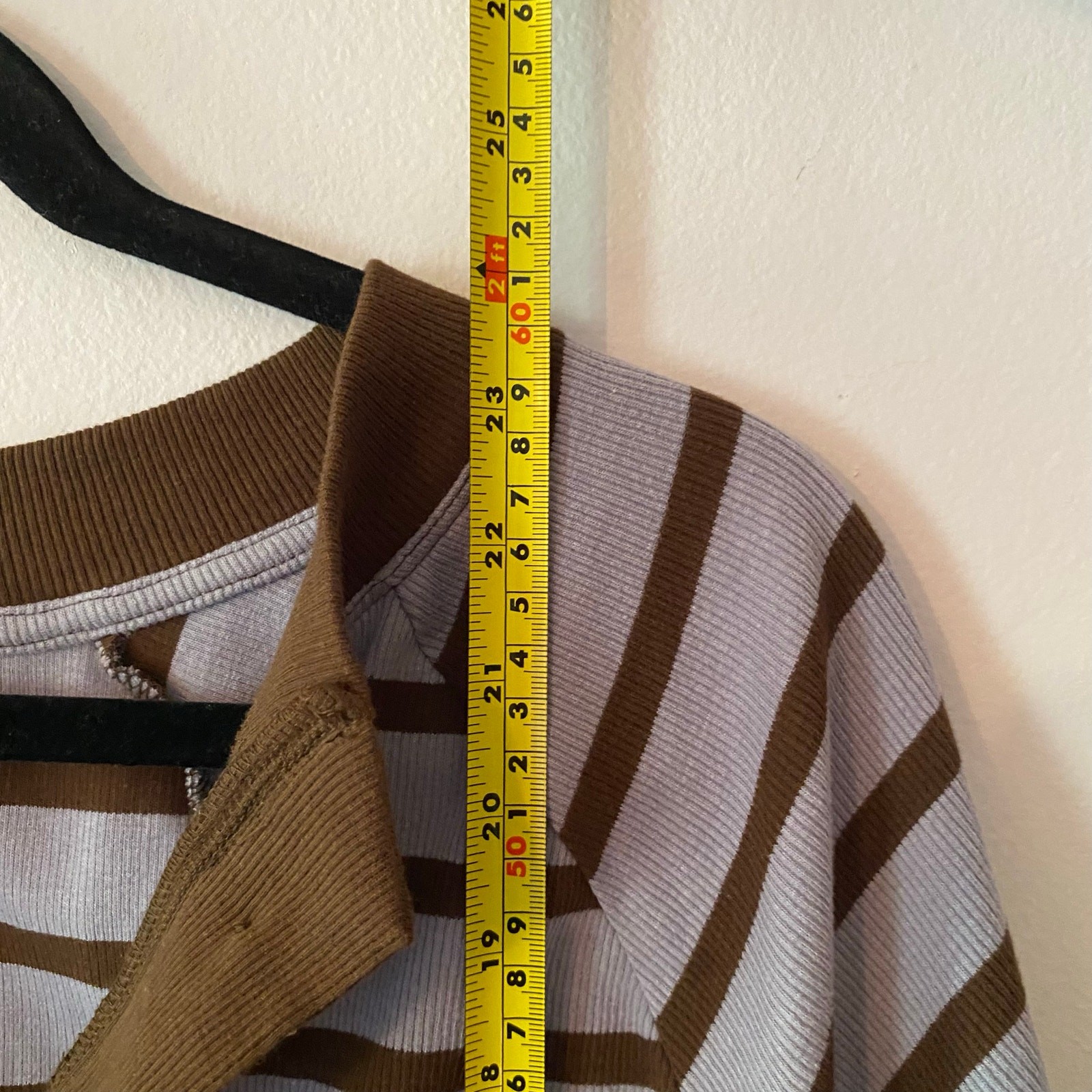 Maeve Purple Brown Stripe Ribbed Short Sleeve Henley Shirt Preppy Sparkle 2X