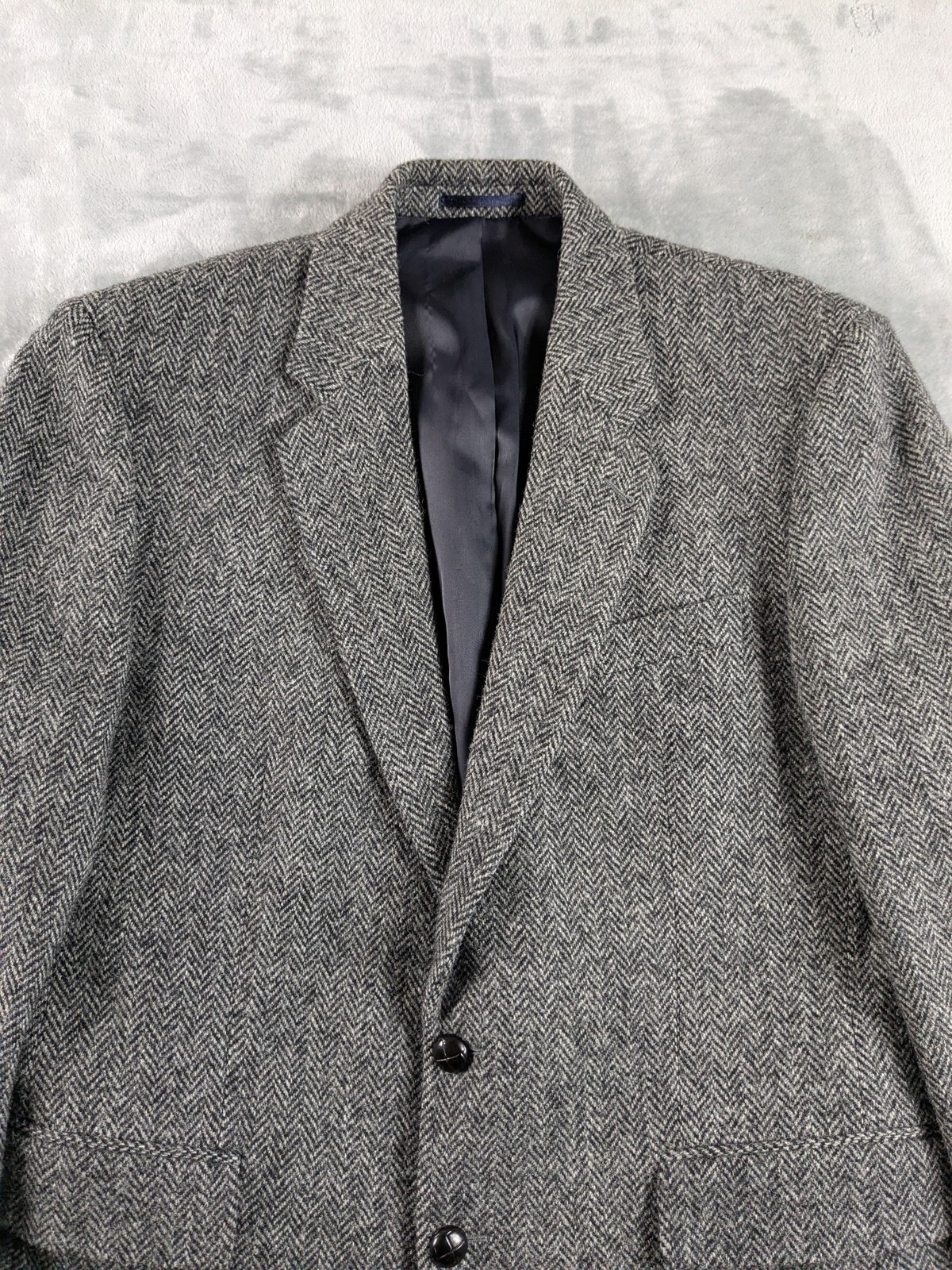 Harris Tweed Blazer Mens 40 Regular Herringbone Scotland Wool Sport Coat READ
