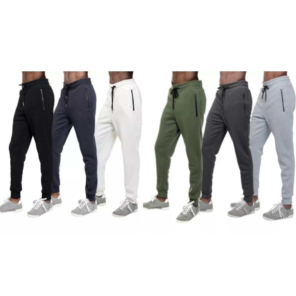 Men’s Fleece Lined Slim Fit Casual Tech Jogger Sweatpants W Zipper Pockets S-3XL