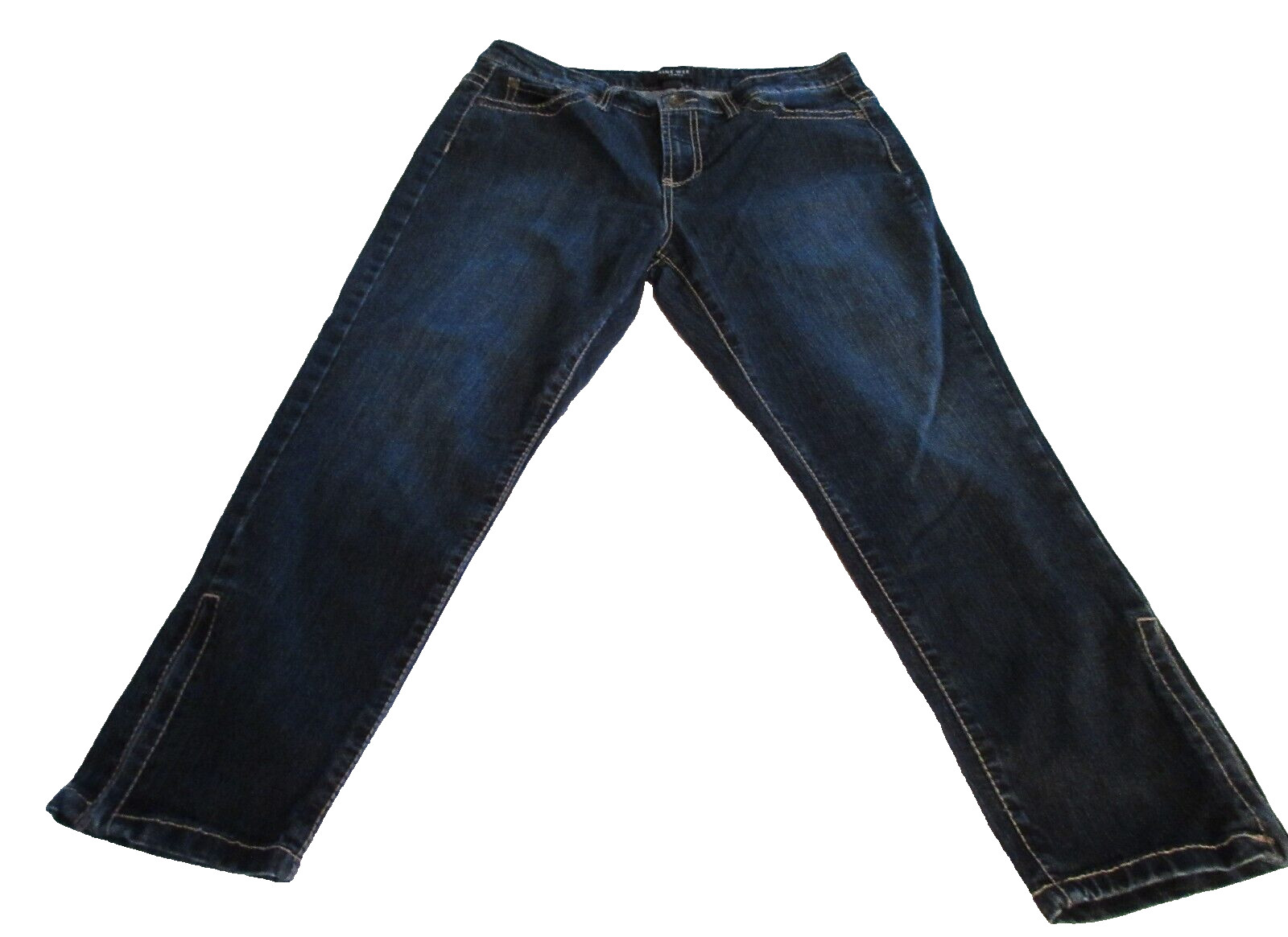 Nine West Date Night Capri Jeans Size 12 Ankle Zip Mid Rise W-33 R-10 L-23 1/2